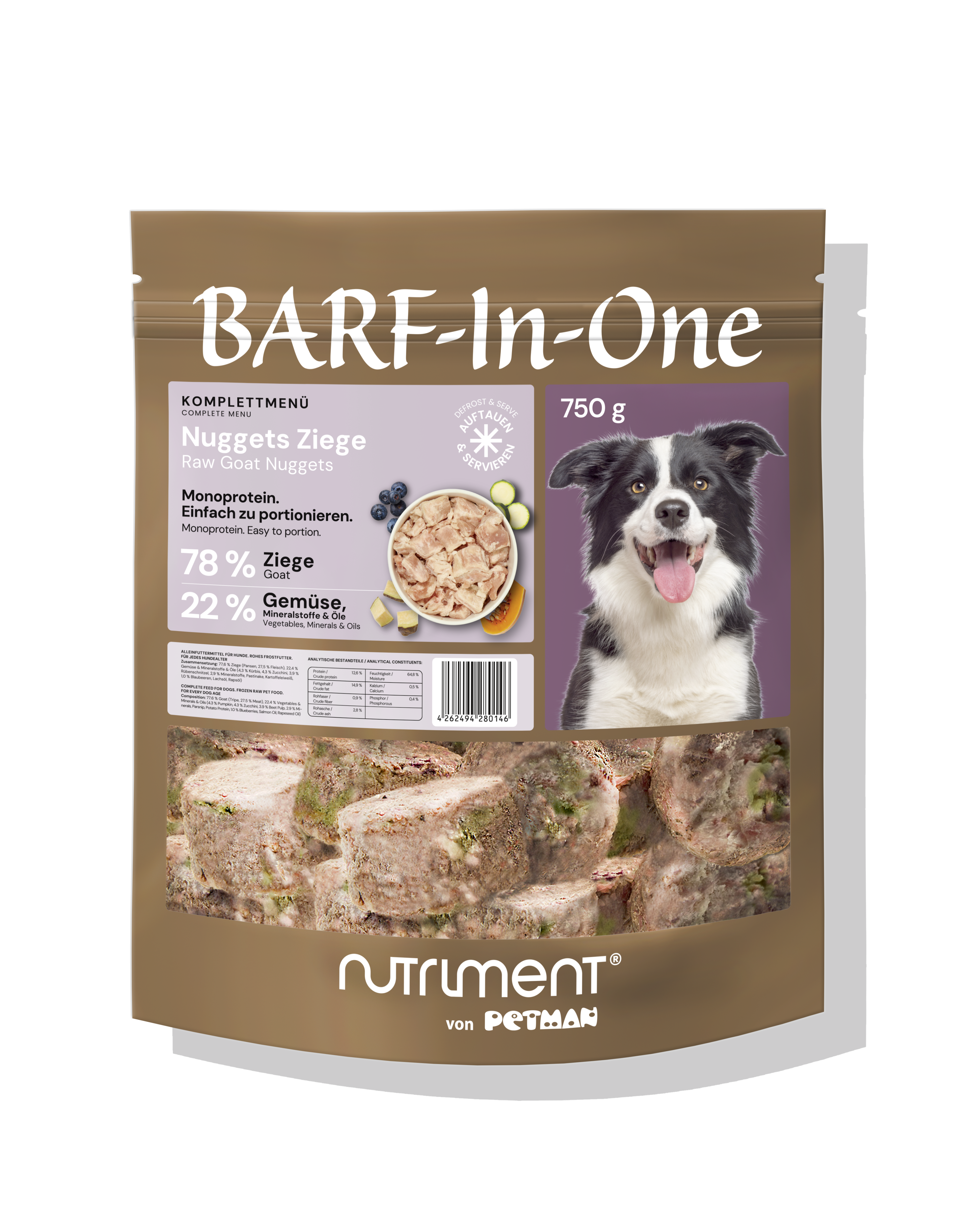 Nutriment BARF In One ZIEGE BarfinOne Hunde Nuggets Ziege