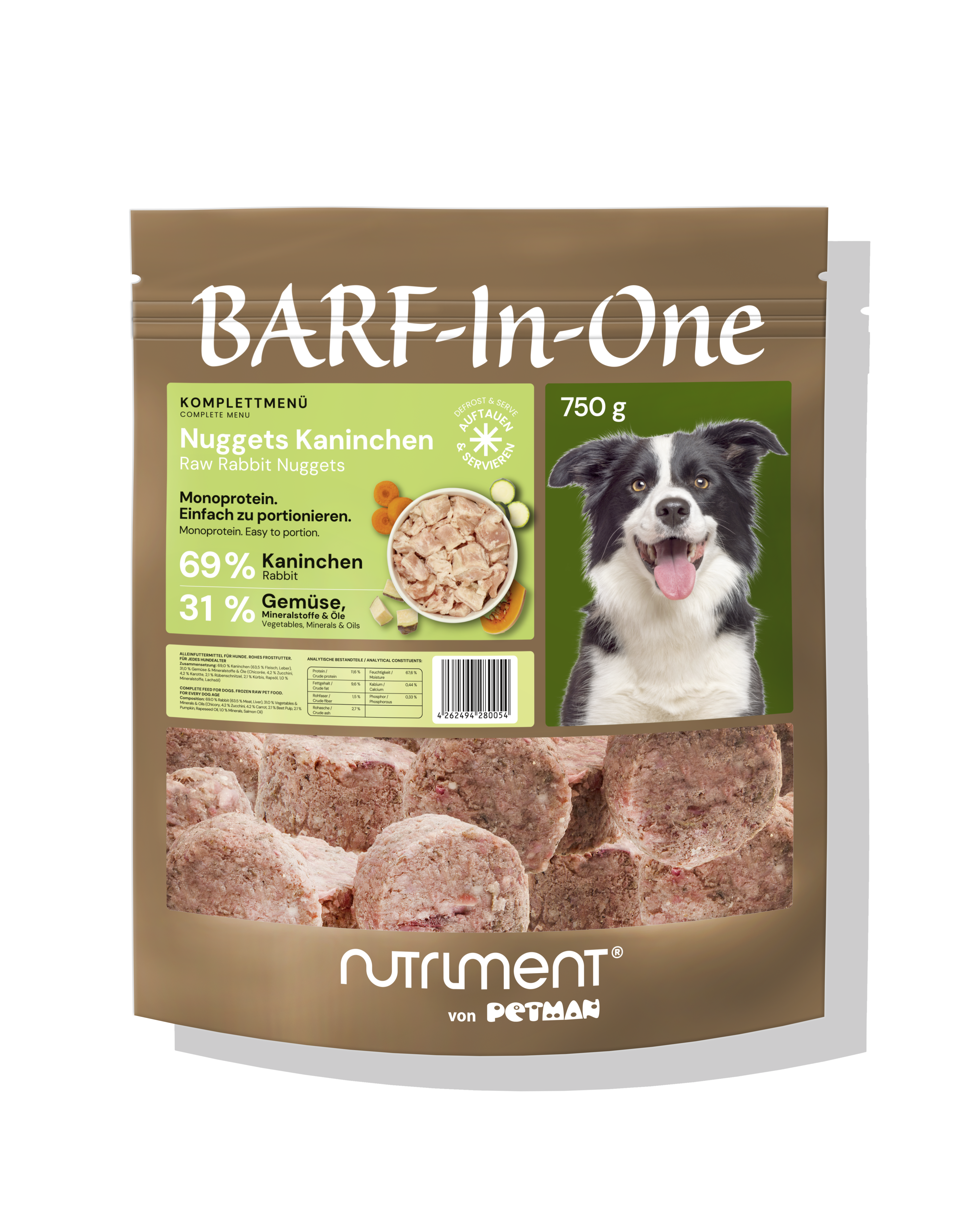 Nutriment BARF In One KANINCHEN BarfinOne Hunde Nuggets Kanninchen