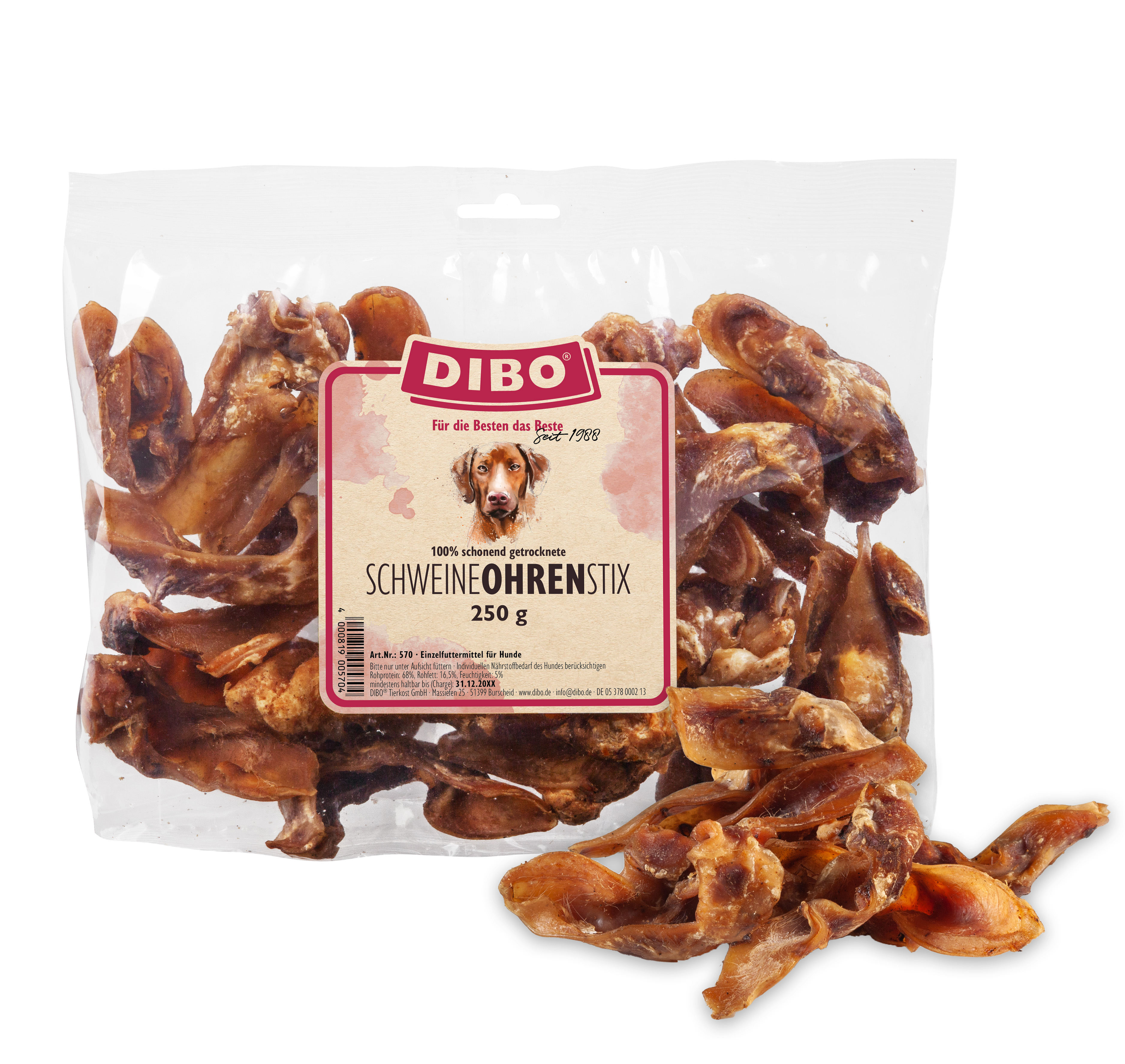 DIBO Schweine-Ohren-Stix, 250g-Beutel