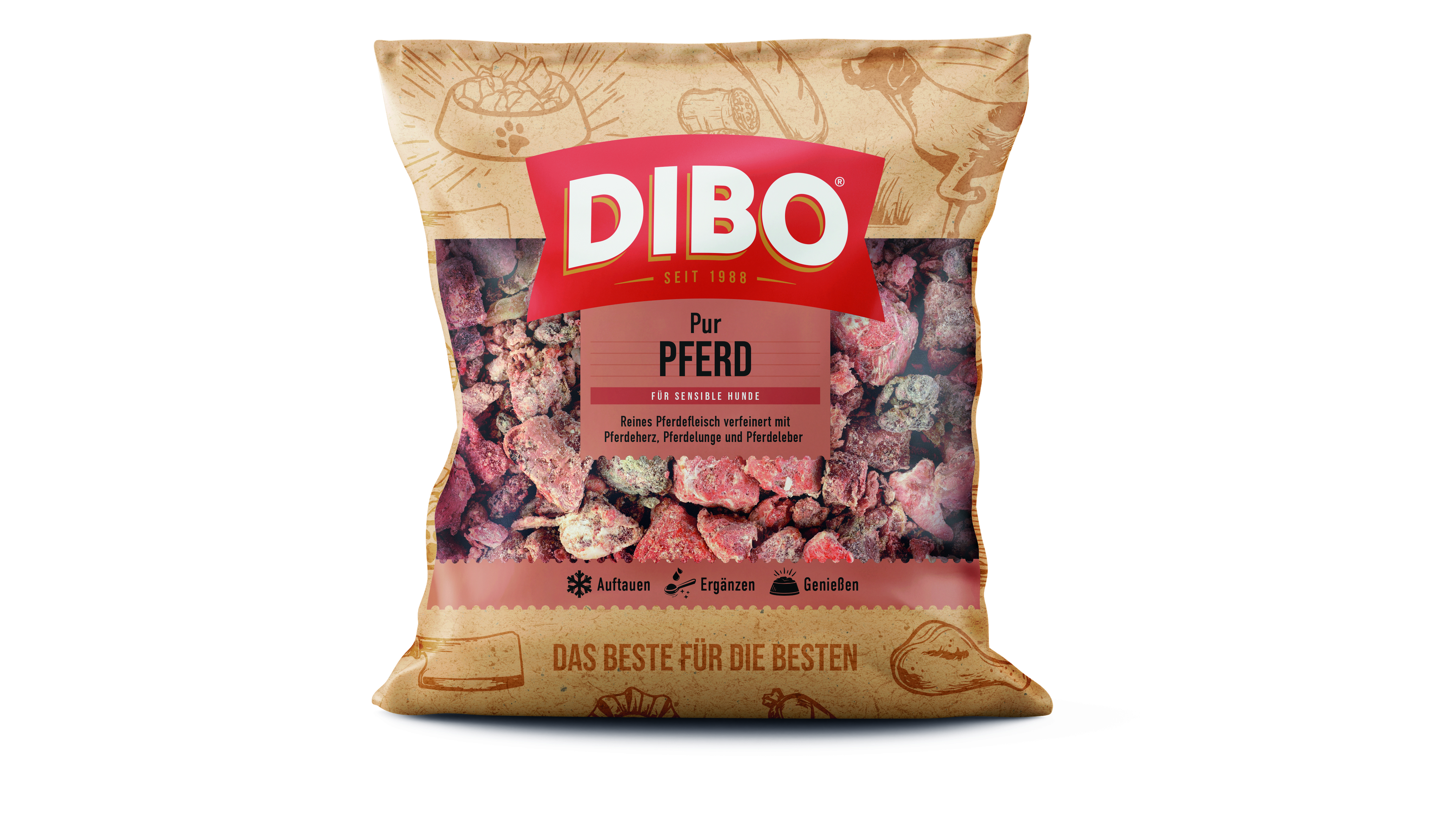 DIBO Pferdefleisch - B.A.R.F.-Frostfutter für Hunde