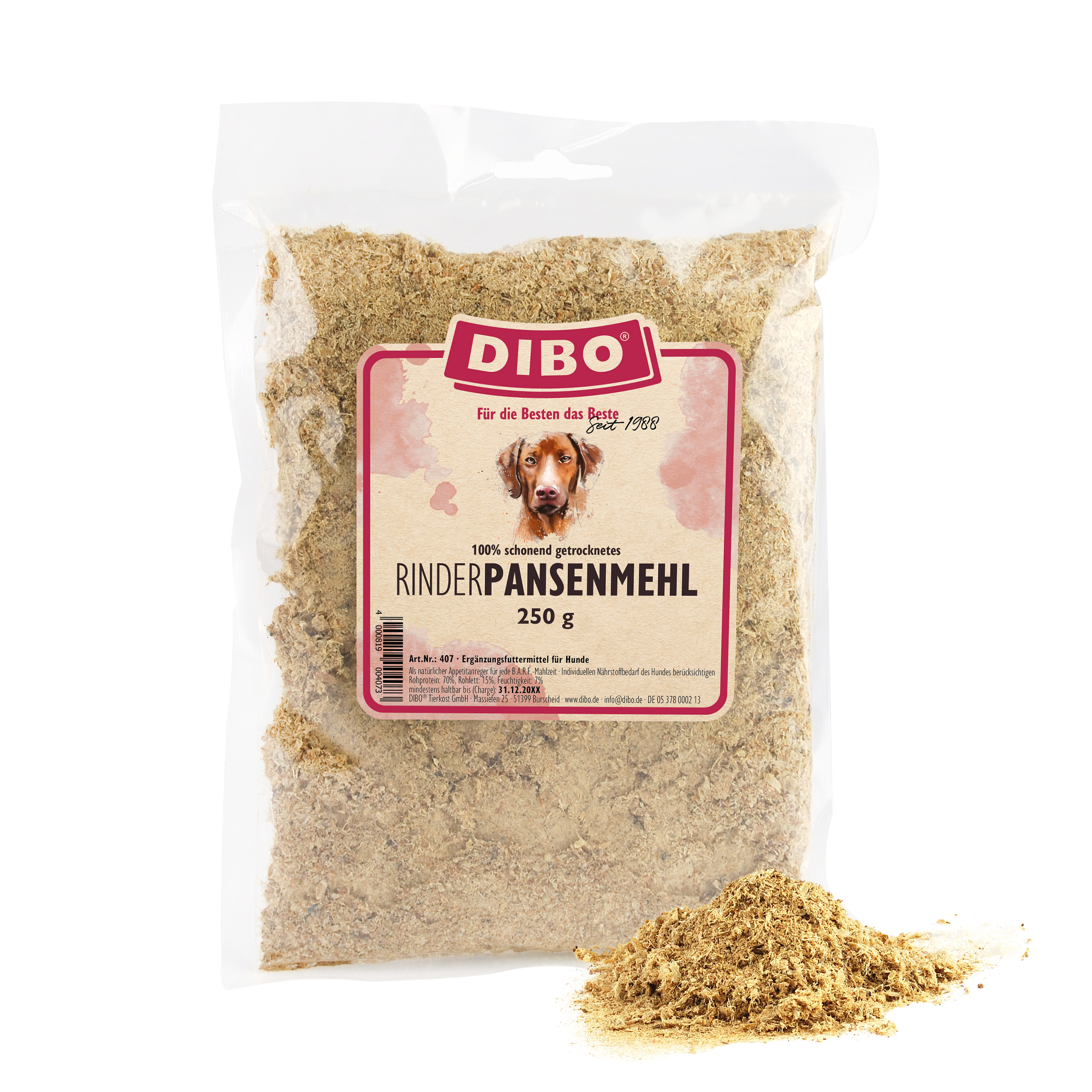 DIBO Rinder-Pansenmehl, 250g-Beutel