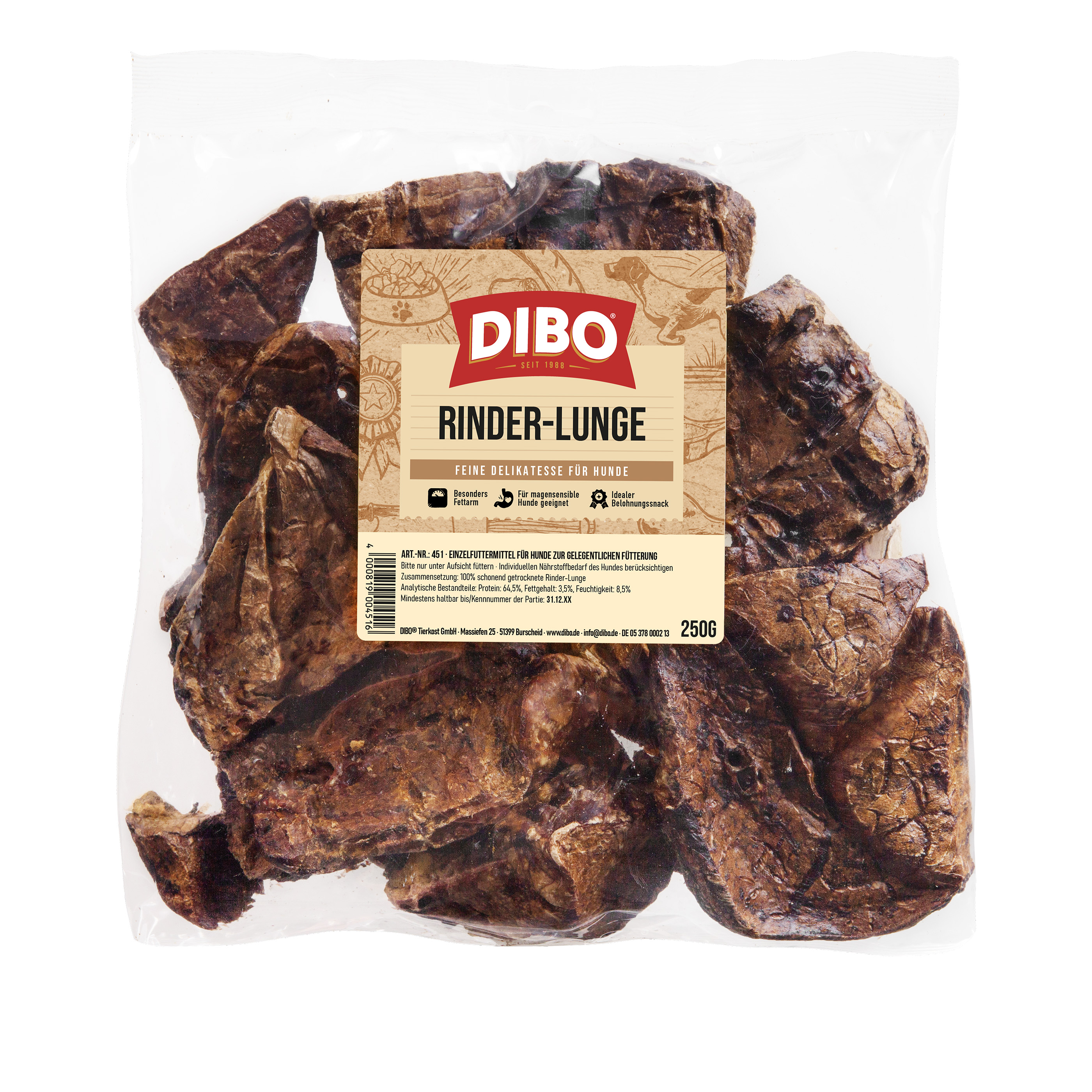 DIBO Rinder-Lunge, 250g-Beutel