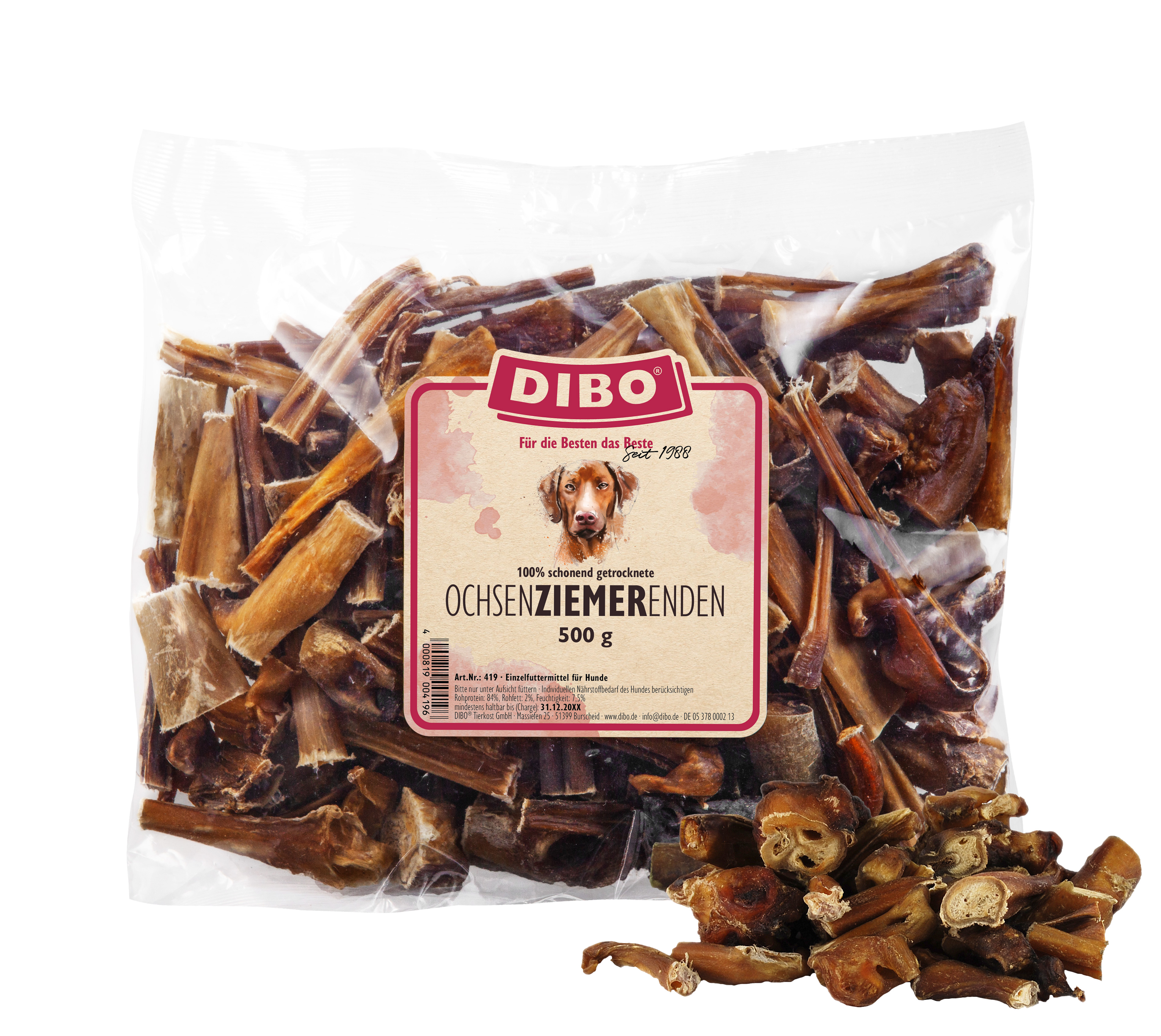 DIBO Ochsen-Ziemer-Enden, 500g-Beutel