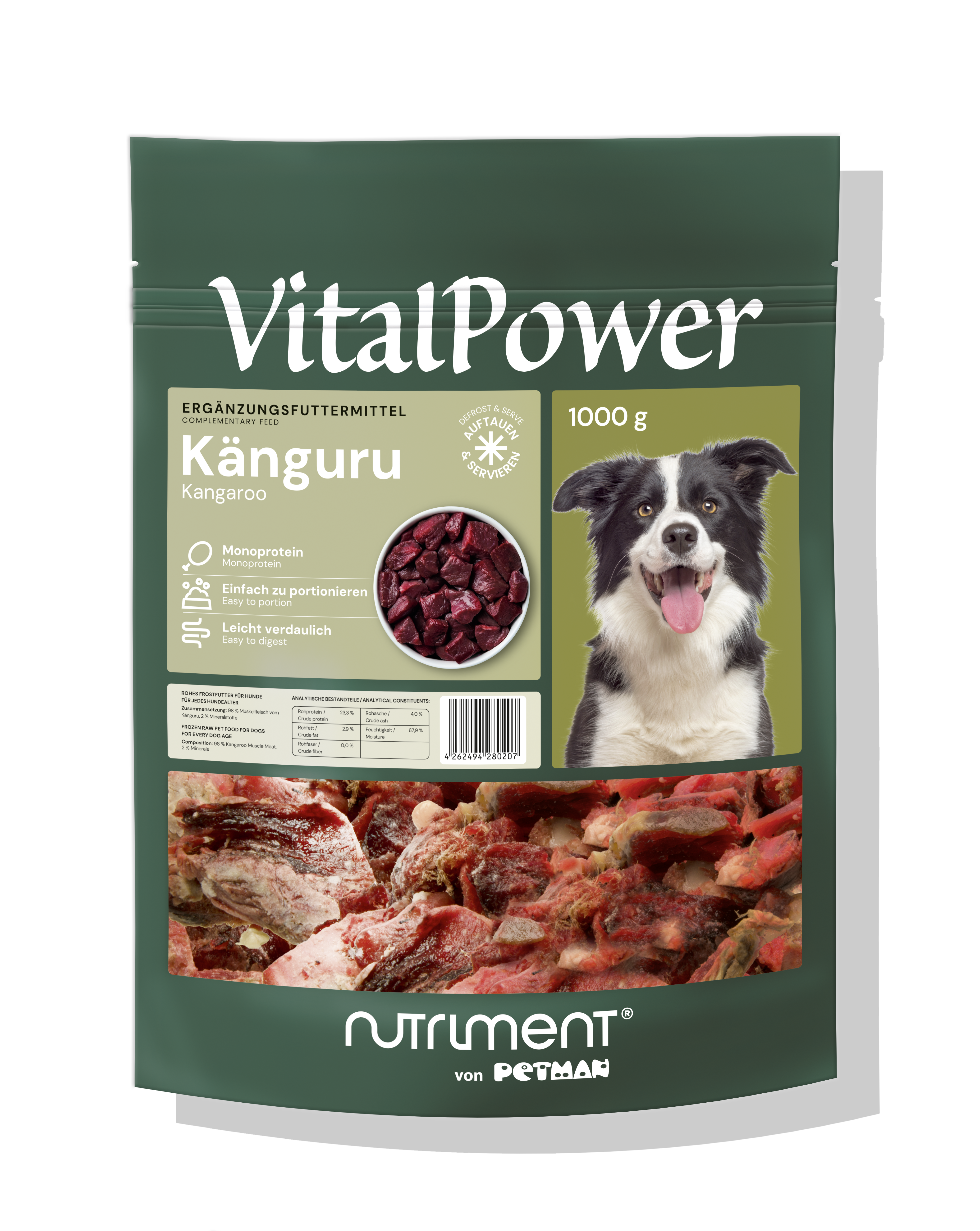 PETMAN Vital Power Känguru, 6 x 1000g-Beutel VitalPower Hund Kängeruruh