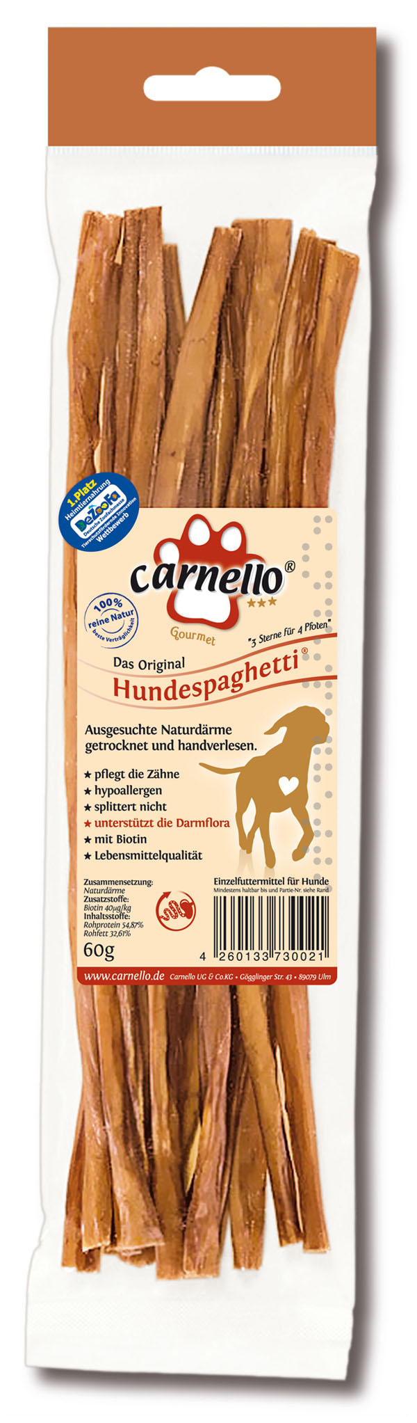 Carnello Hundespaghetti, 60g-Packung