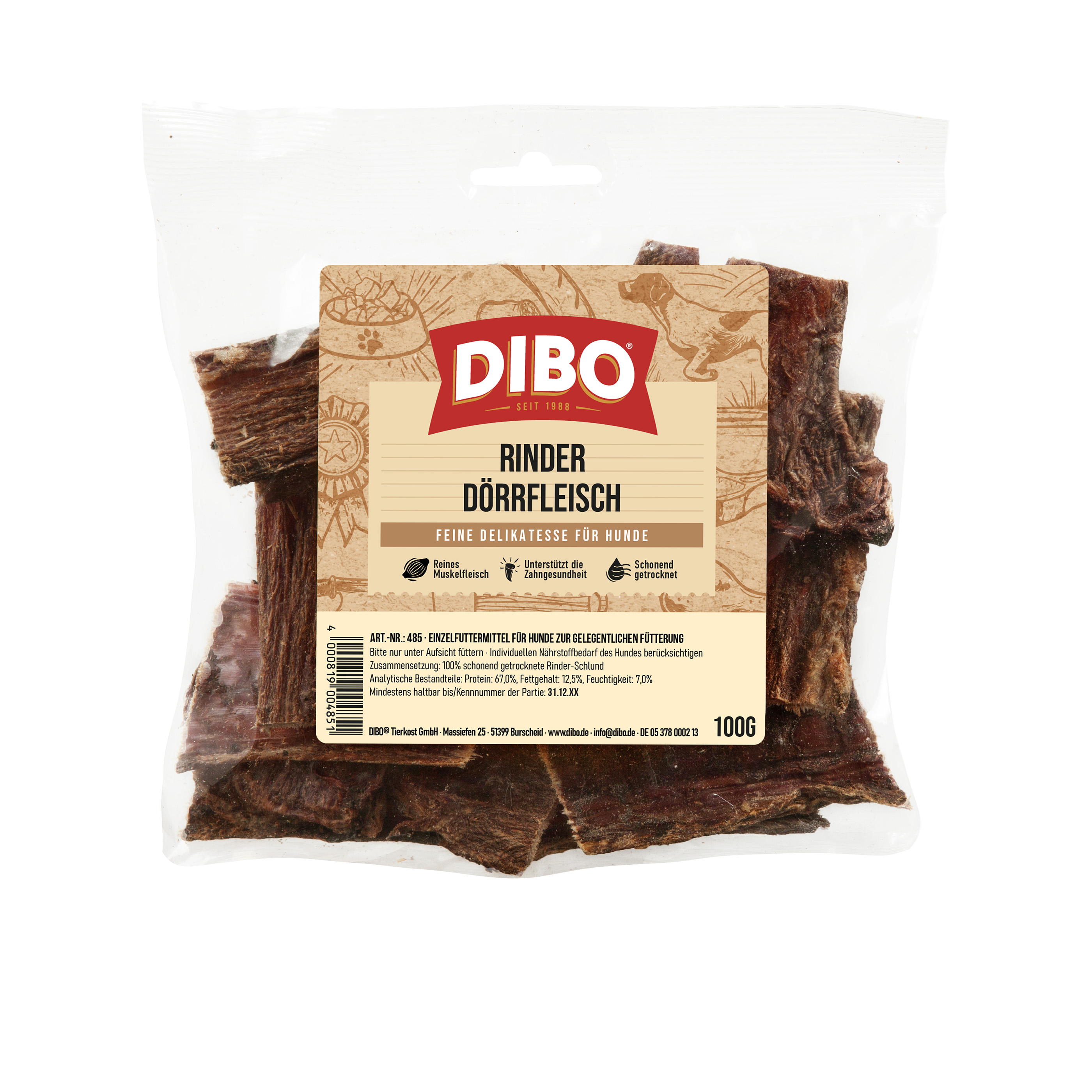 DIBO Rinder-Dörrfleisch, 100g-Beutel