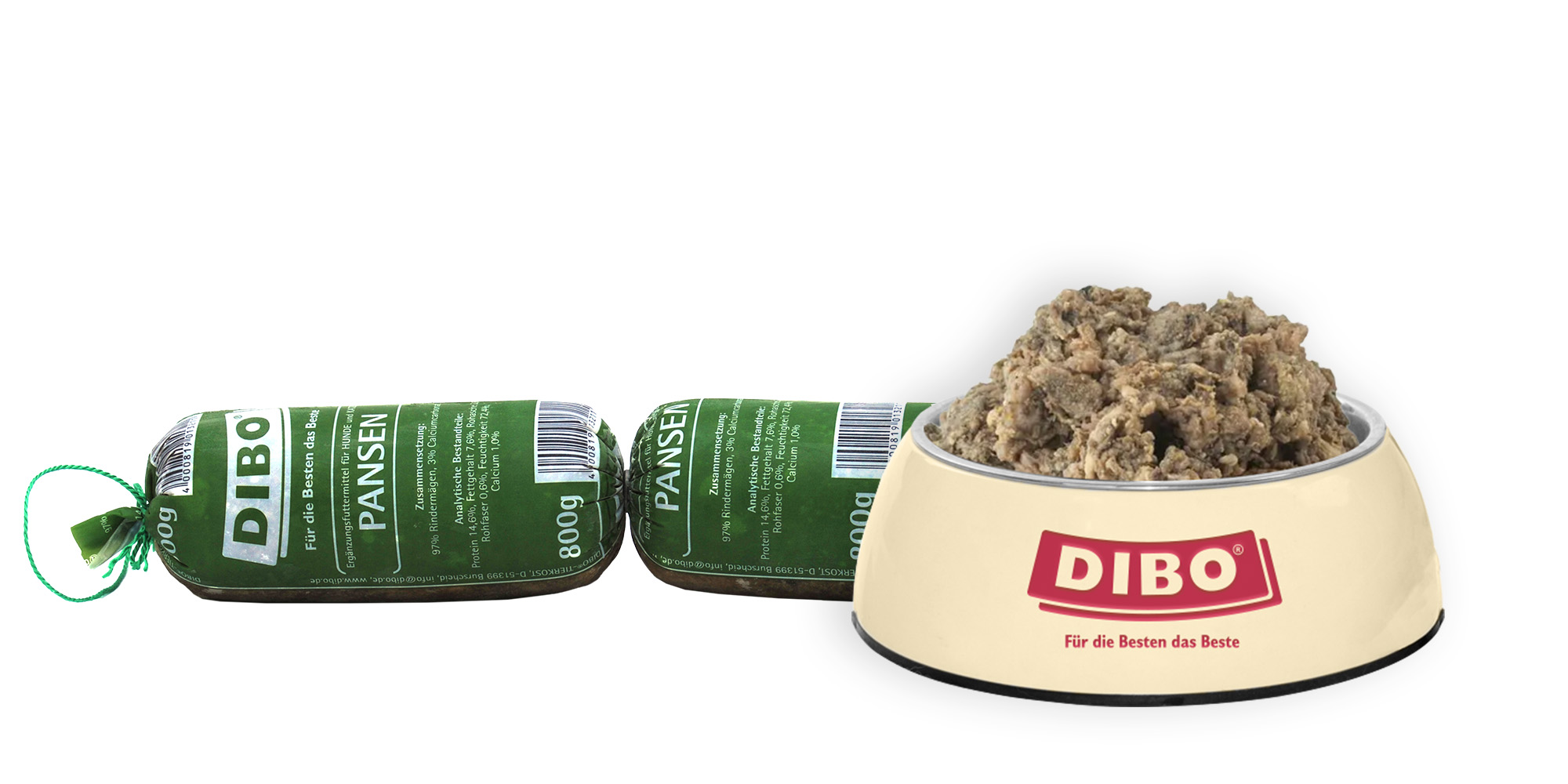 DIBO Tiefkühlwurst Pansen - B.A.R.F.-Frostfutter für Hunde - 8 x 800g