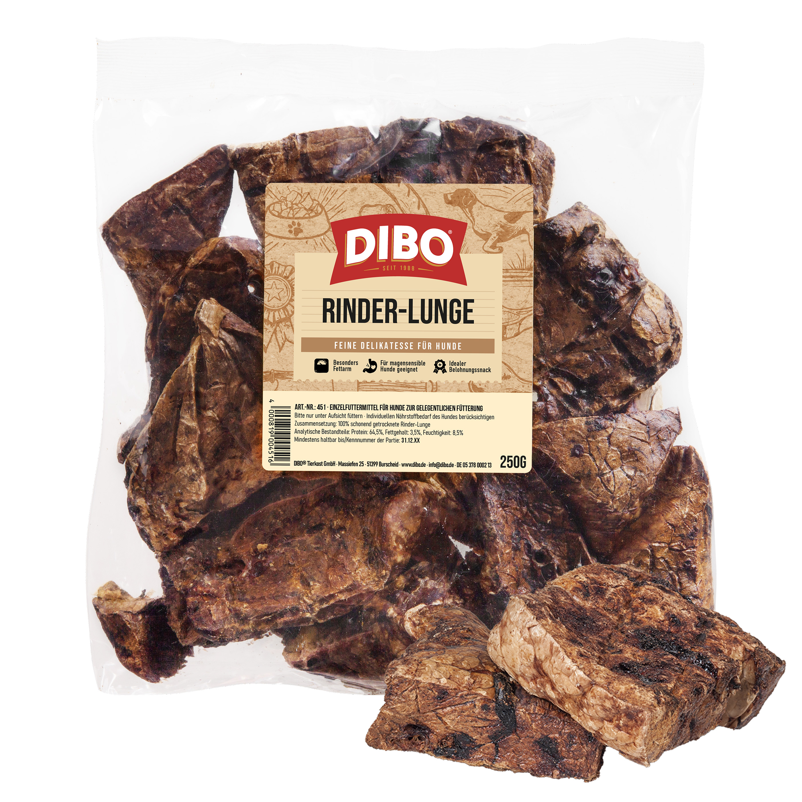 DIBO Rinder-Lunge, 250g-Beutel