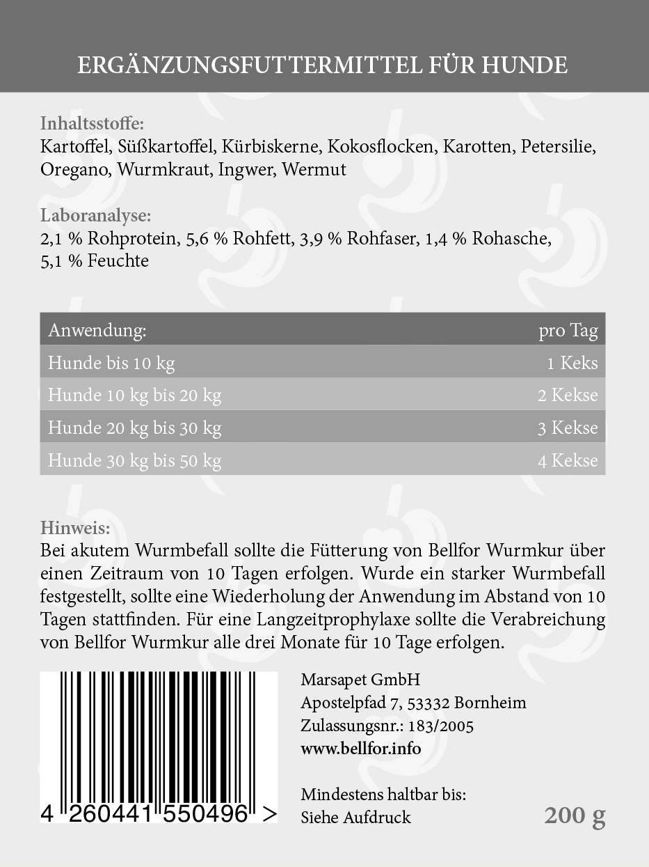 Bellfor "Wurmkur"-Kekse, 200g-Beutel