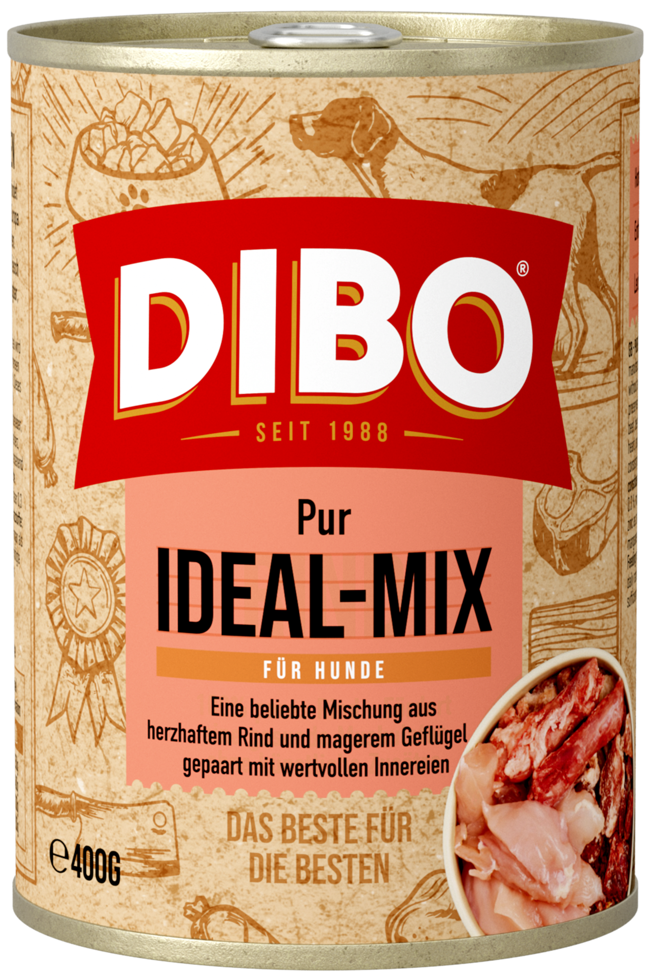 DIBO - IDEAL PUR (Rind/Geflügel), 400g-Dose Dibo 400g Tin - ideal mix