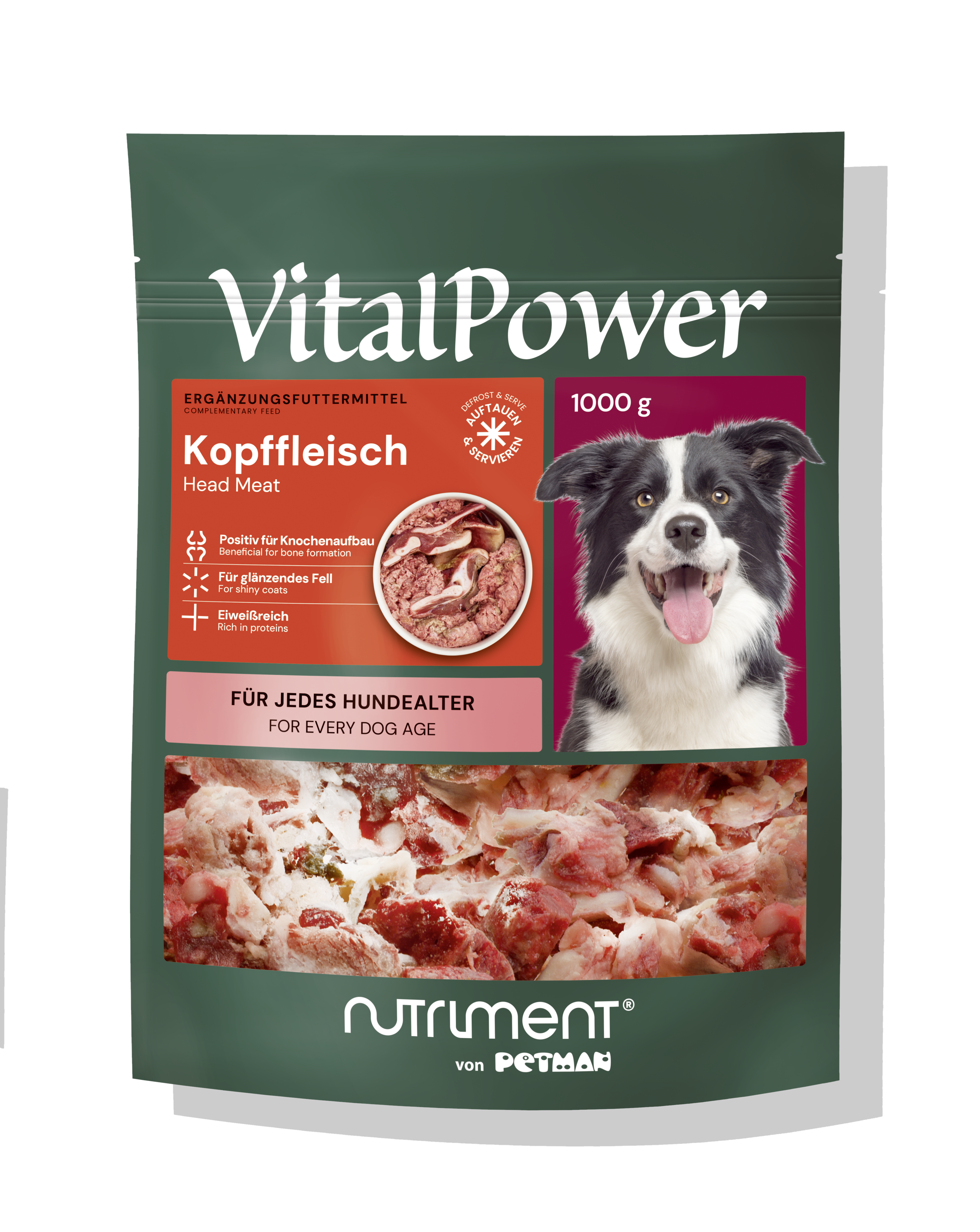 PETMAN Vital Power KOPFFLEISCH, 6 x 1000g-Beutel VitalPower Kopffleisch