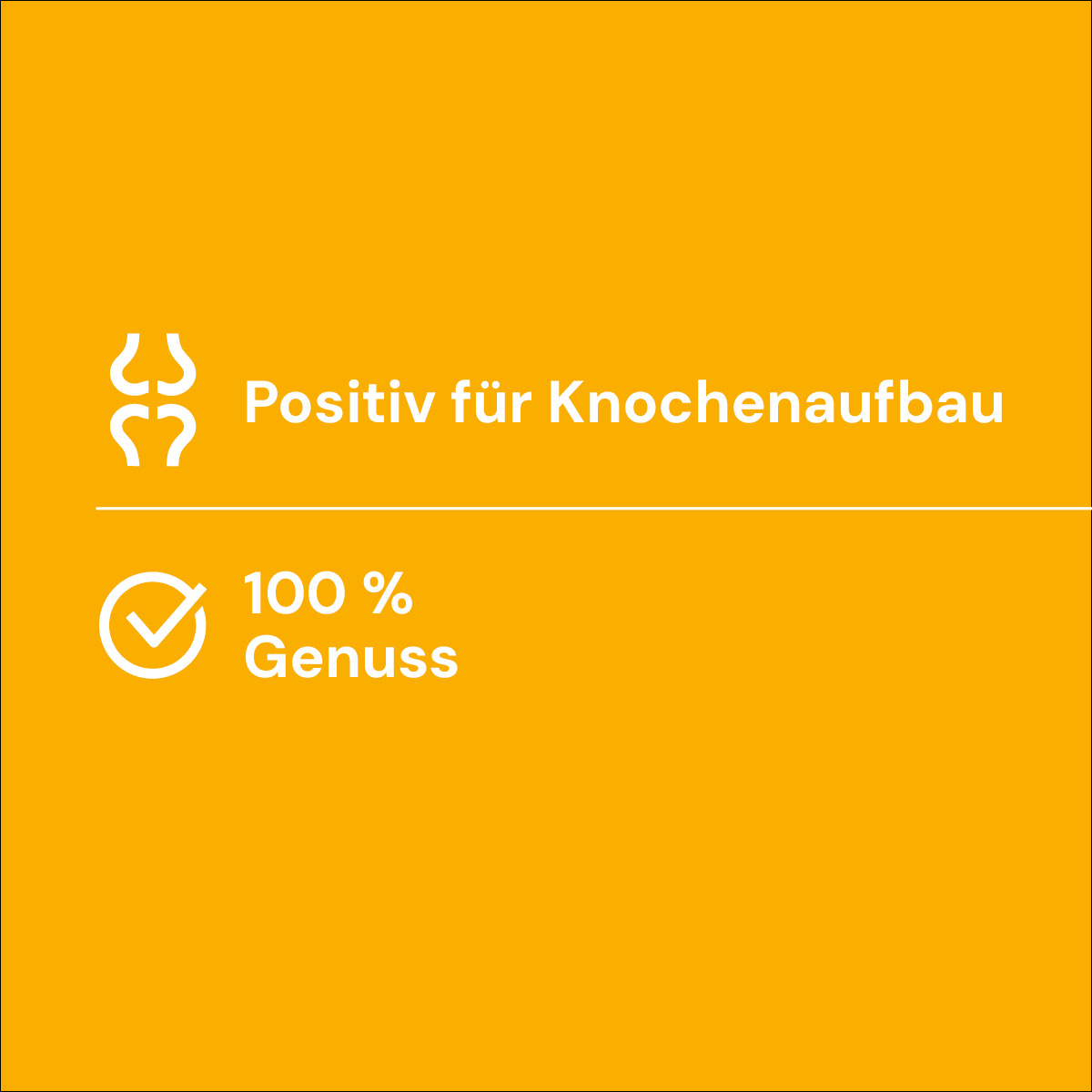 Nutriment Compact HÜHNERHÄLSE gewolft Grafik mit Text: Positiv für Knochenaufbau und 100 % Genuss auf orangefarbenem Hintergrund.