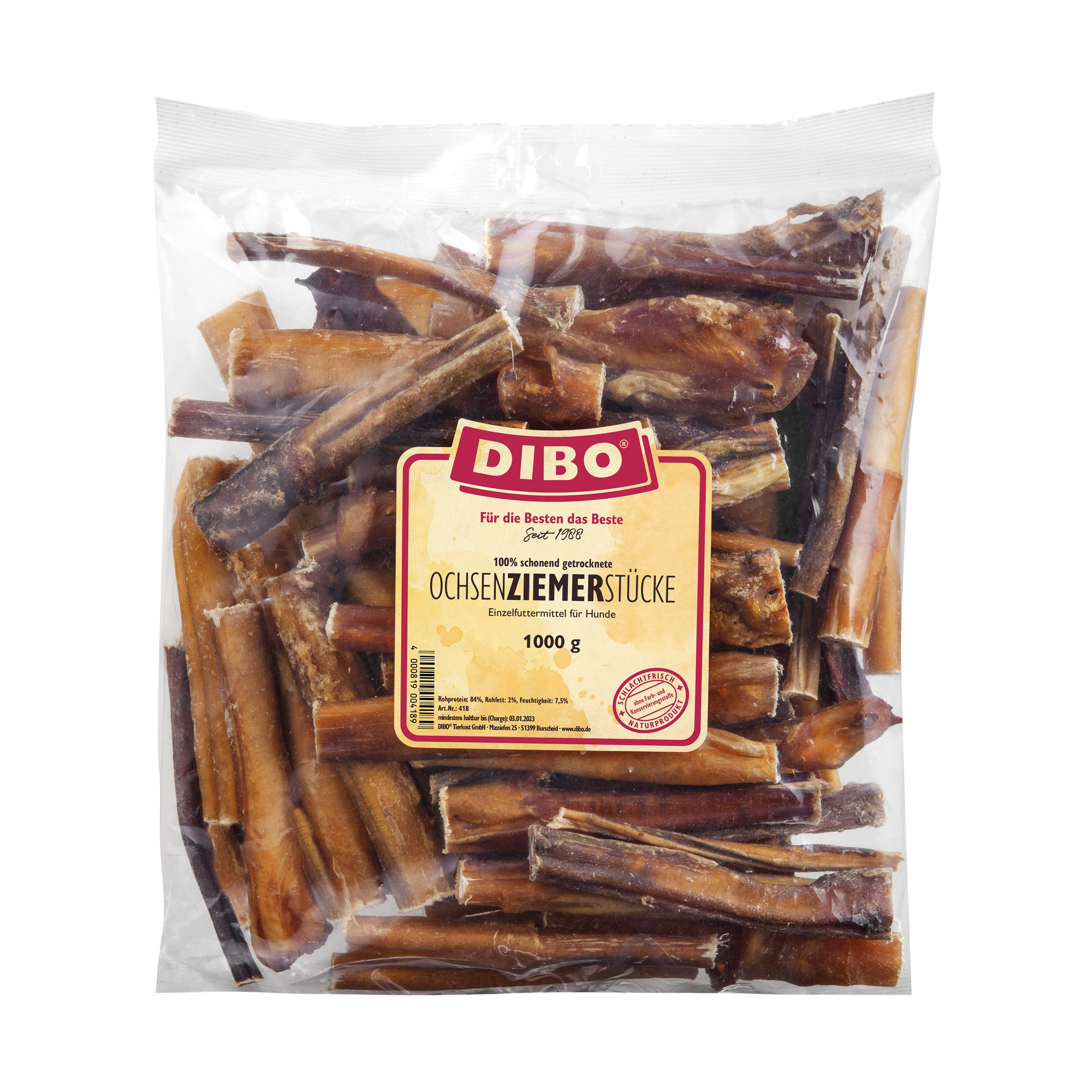 Dibo Ochsenziemer 12cm Stücke - 1000g-Beutel