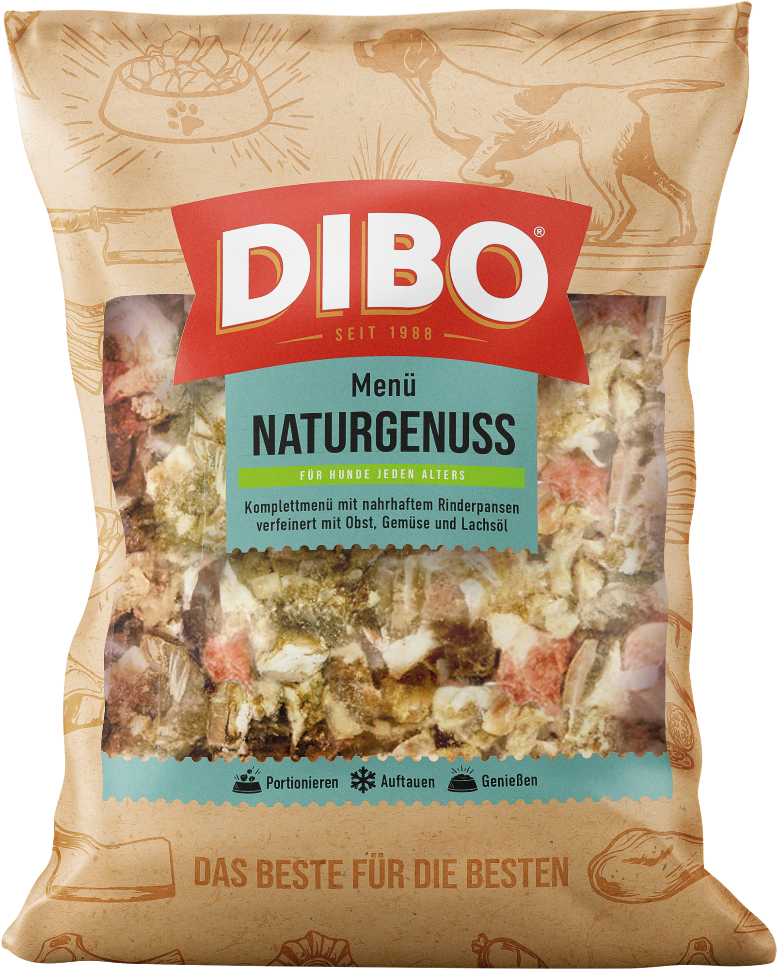 DIBO Menü-Naturgenuss - B.A.R.F.-Frostfutter für Hunde DIBO MENÜ Produkt Naturgenuss