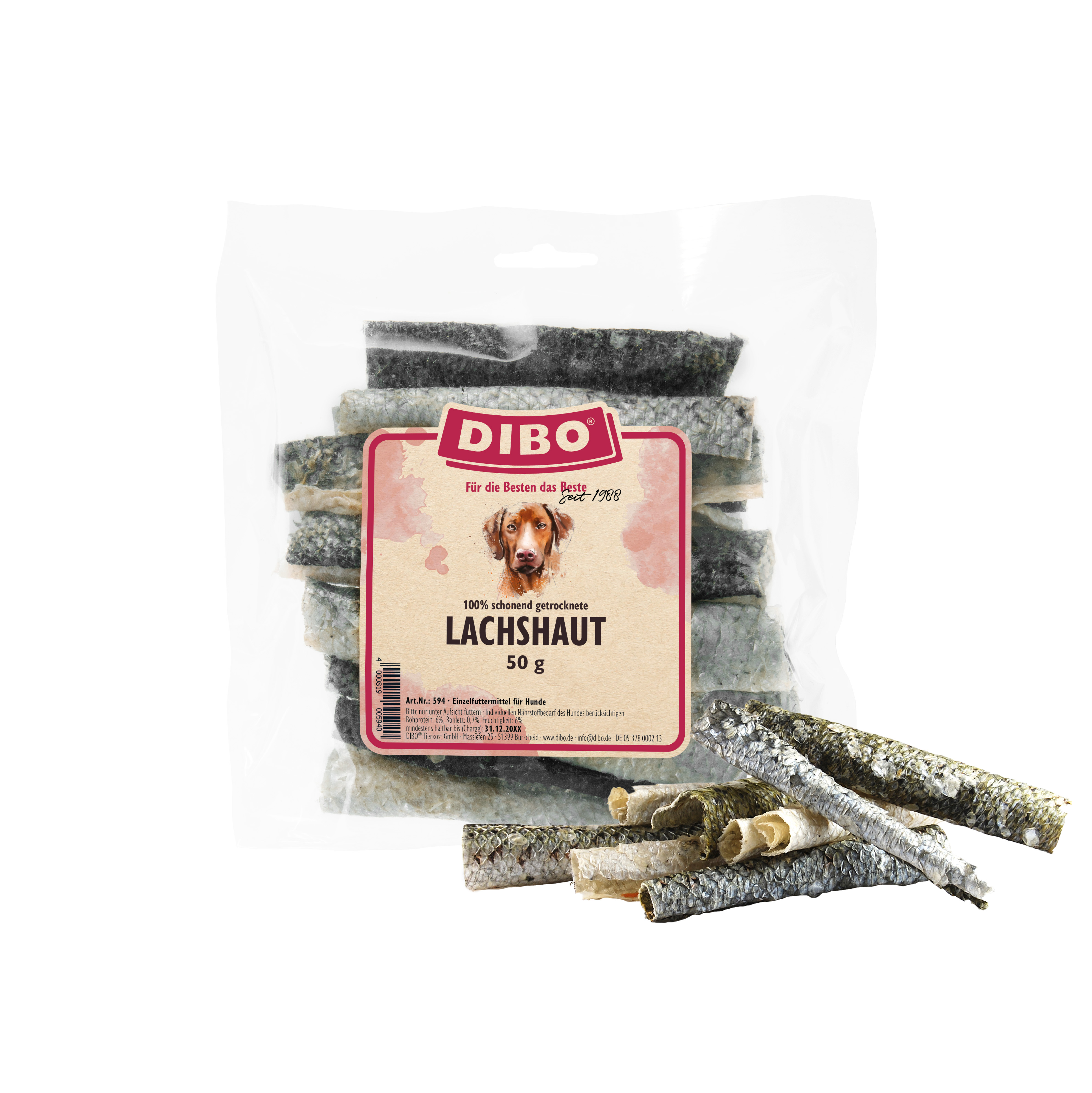 DIBO Lachshaut, 50g-Beutel