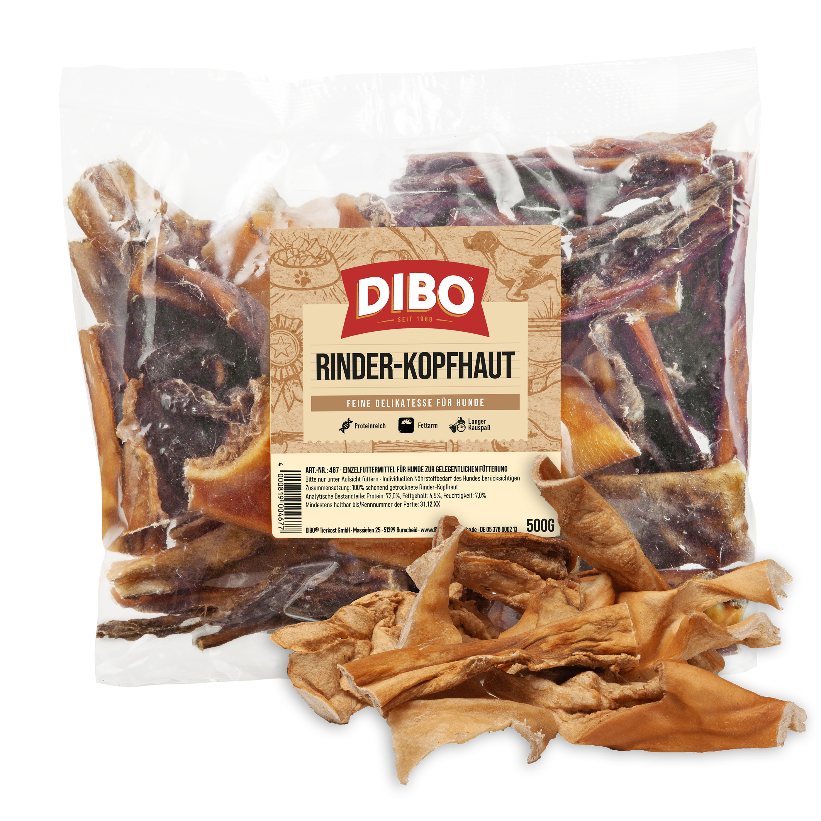 DIBO Rinder-Kopfhaut, 500g-Beutel