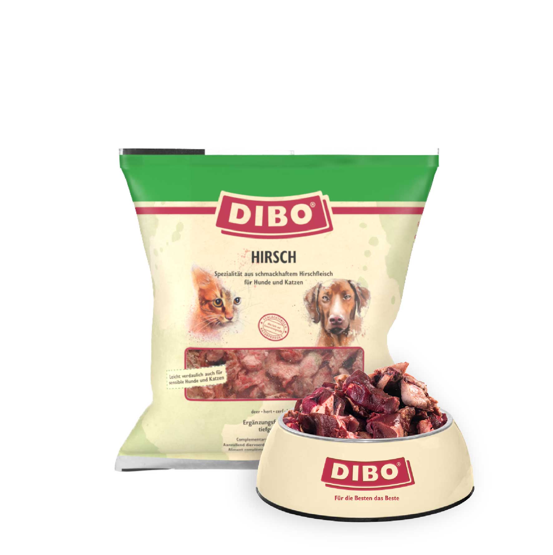 DIBO Hirsch - B.A.R.F.-Frostfutter für Hunde - 12 x 1000g