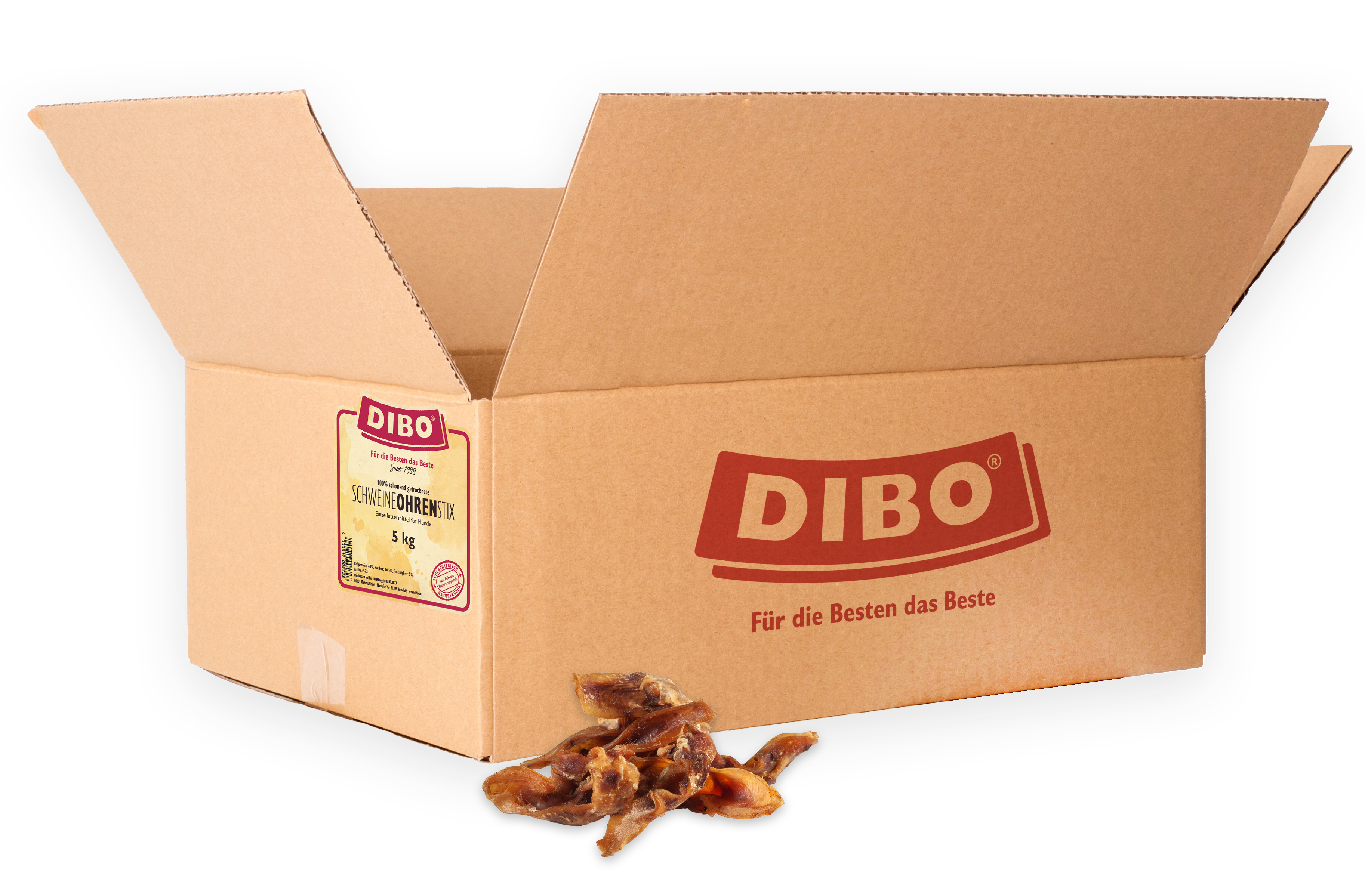 DIBO Schweine-Ohren-Stix, 5kg-Karton