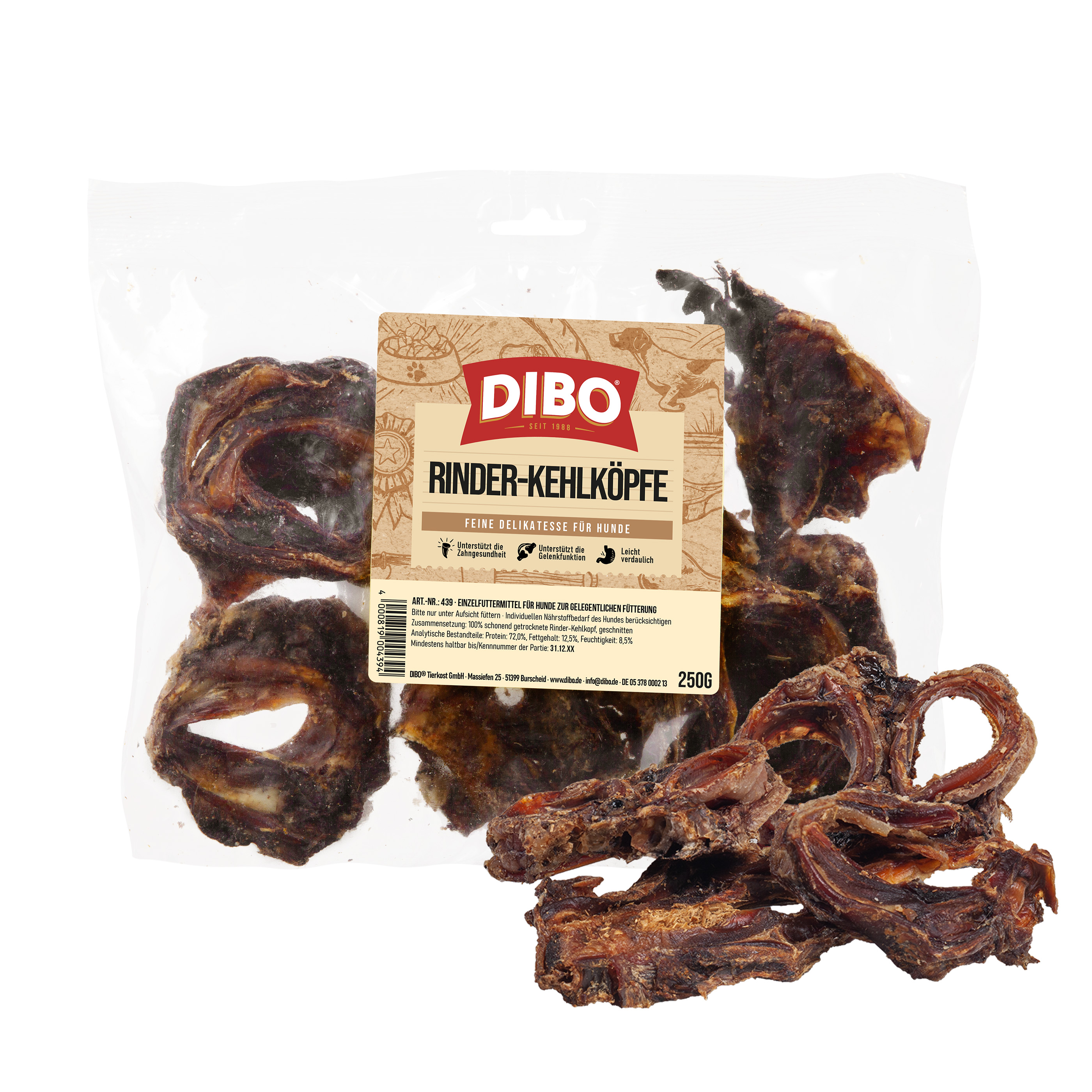 DIBO Rinder-Kehlköpfe geschnitten, 250g-Beutel