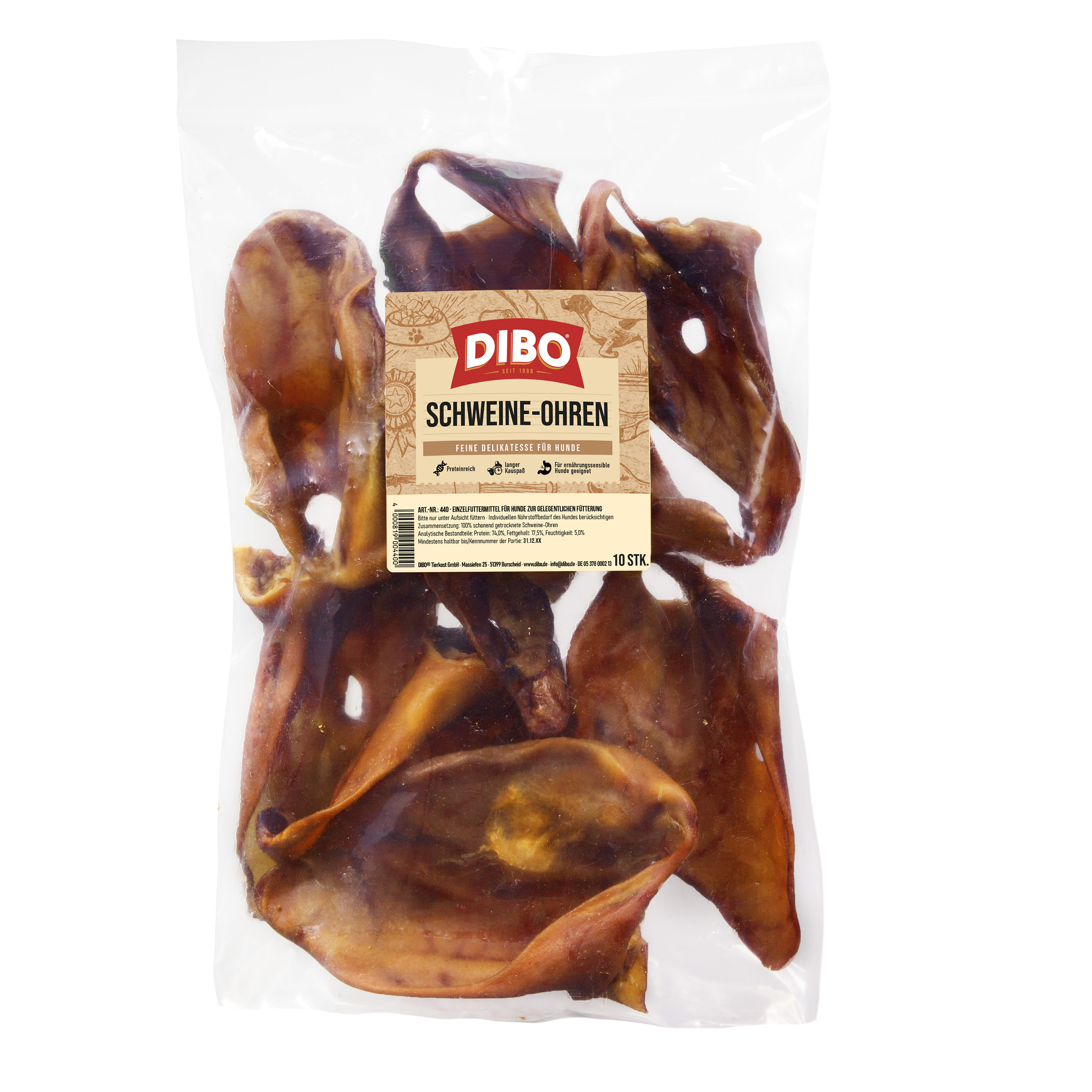 DIBO Schweine-Ohren, 10er-Beutel