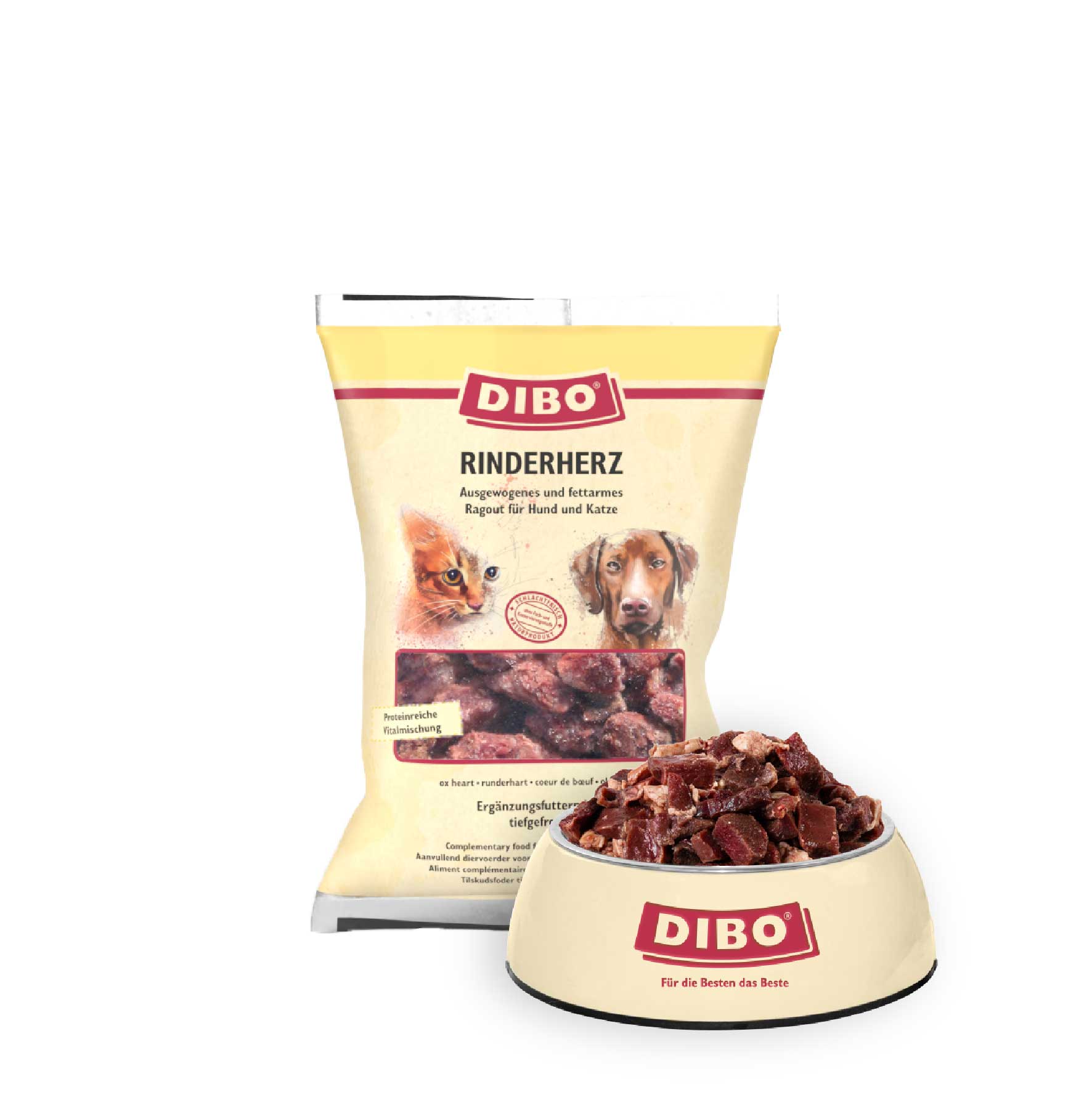 DIBO Rinderherz - B.A.R.F.-Frostfutter für Hunde und Katzen - 40 x 500g