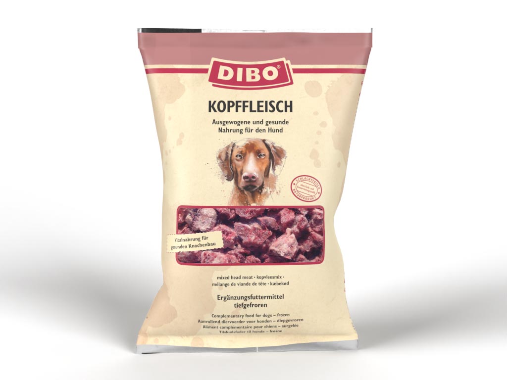 DIBO Kopffleisch - B.A.R.F.-Frostfutter für Hunde - 3 x 2000g