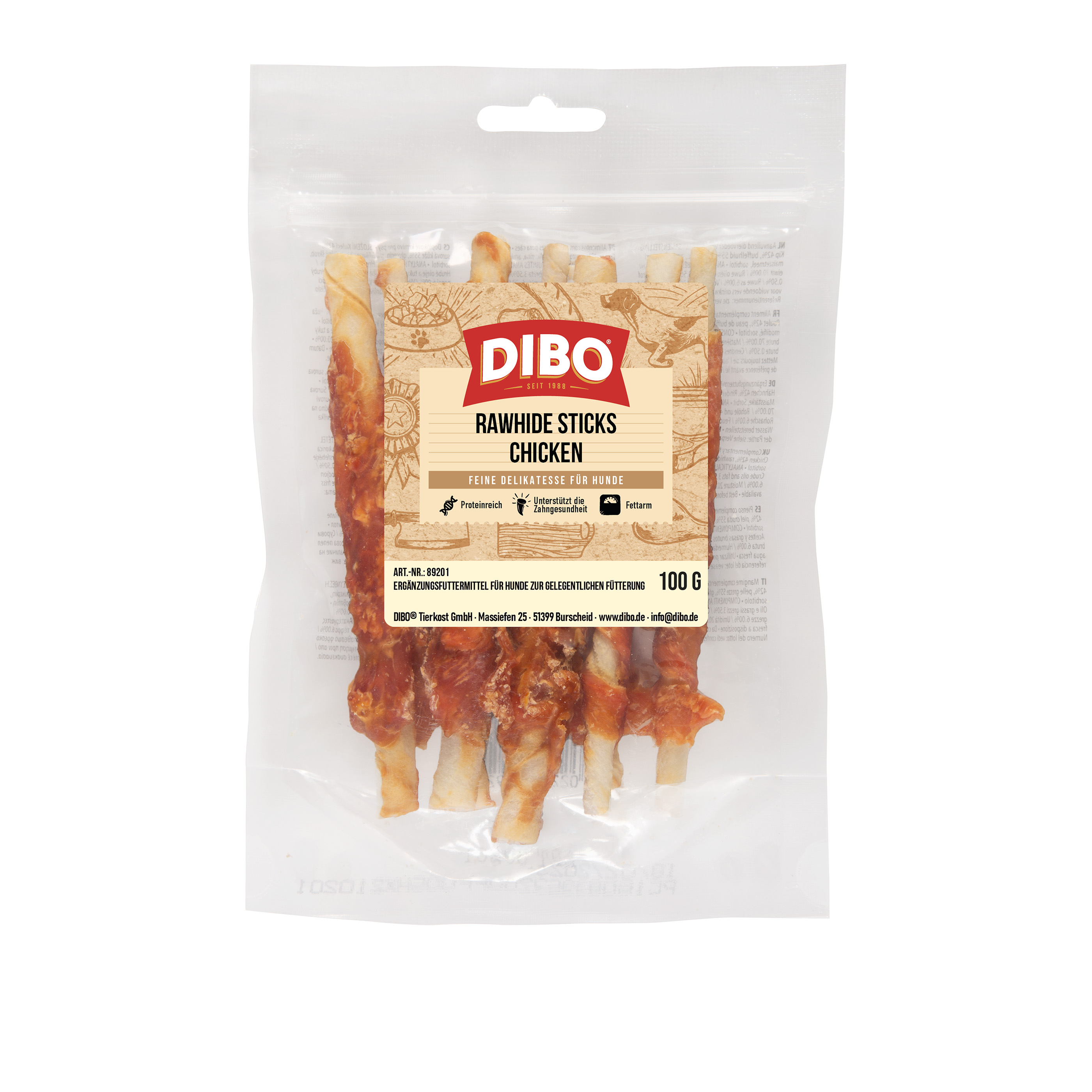 DIBO RawHide Sticks Chicken, 100g-Beutel