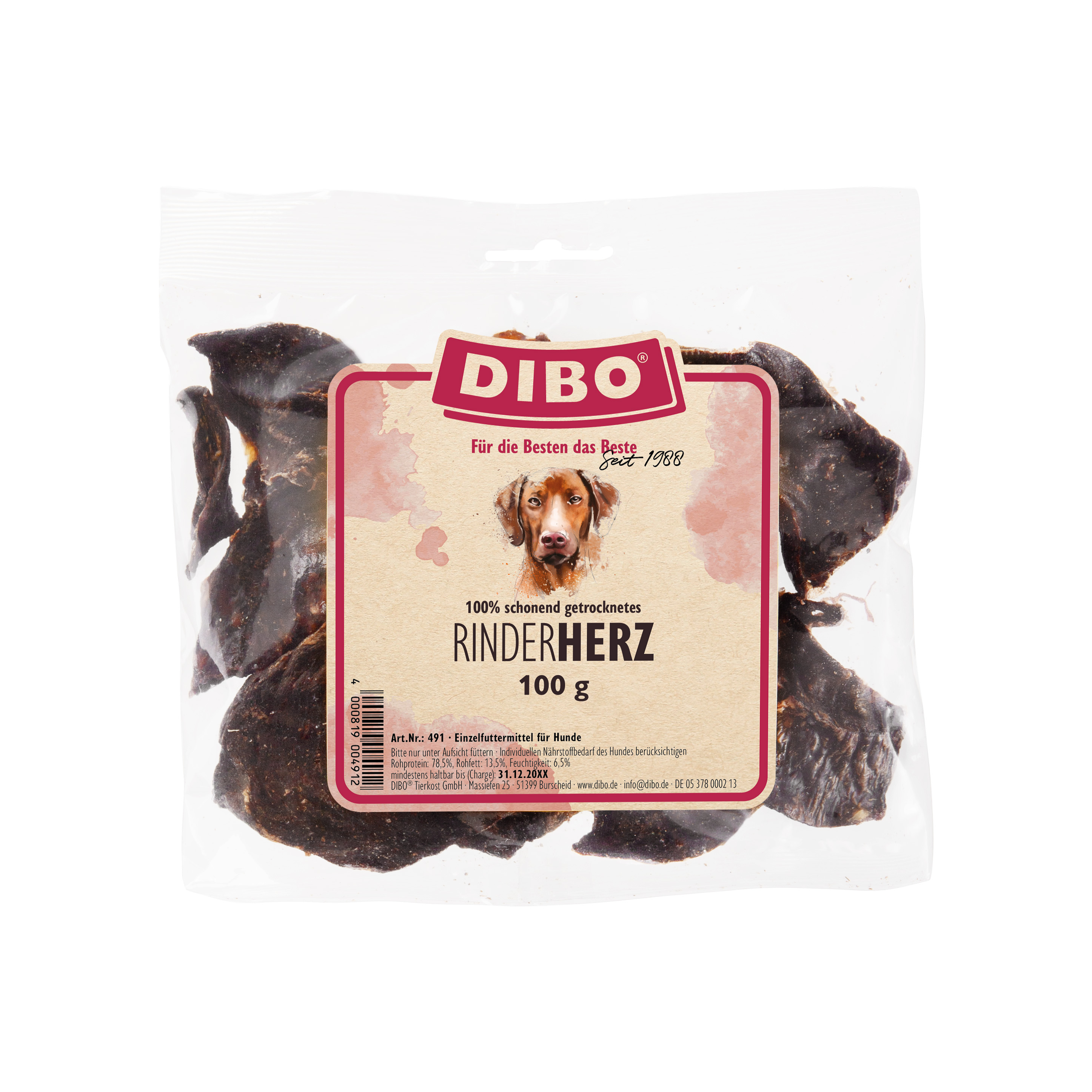 DIBO Rinder-Herz, entfettet, 100g-Beutel