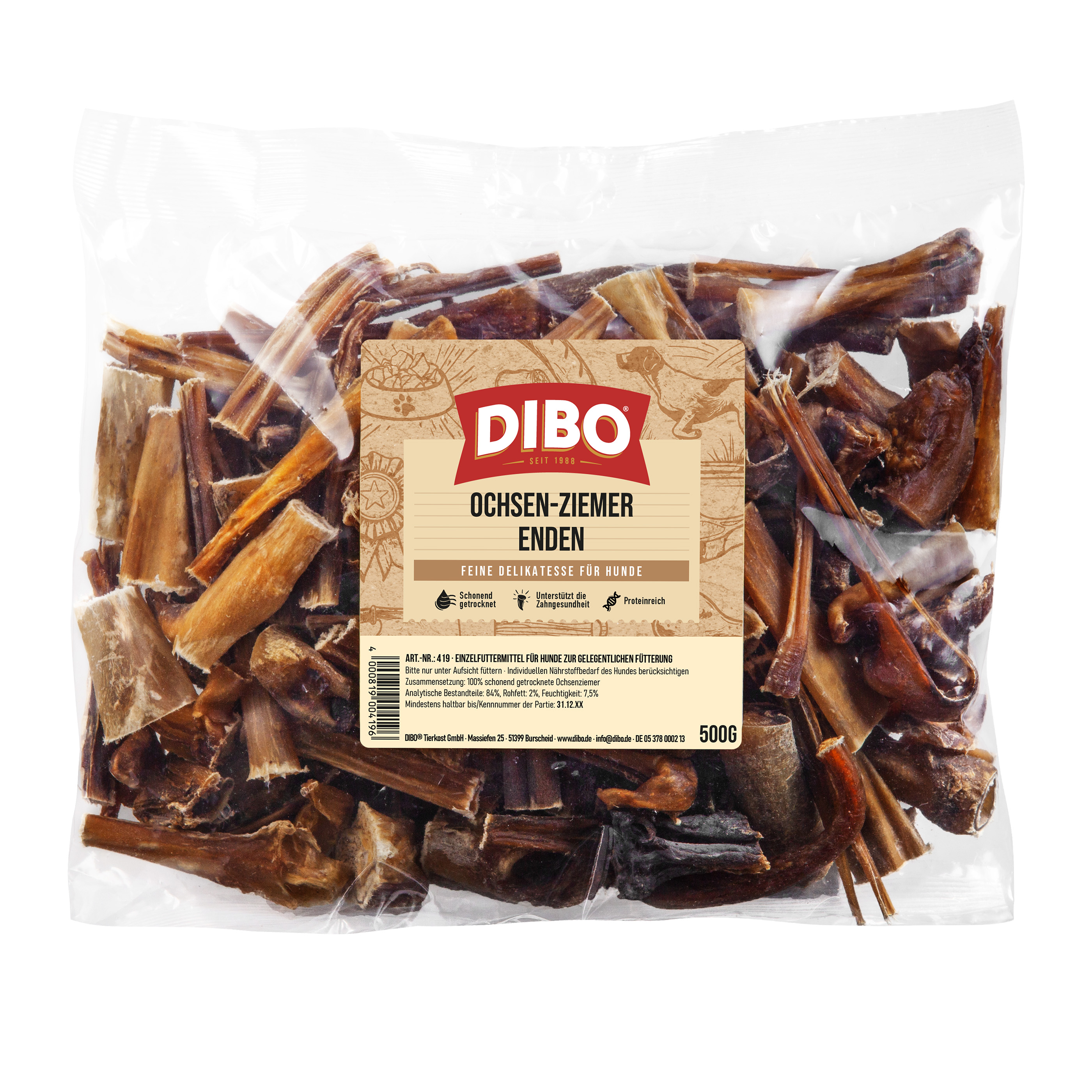 DIBO Ochsen-Ziemer-Enden, 500g-Beutel