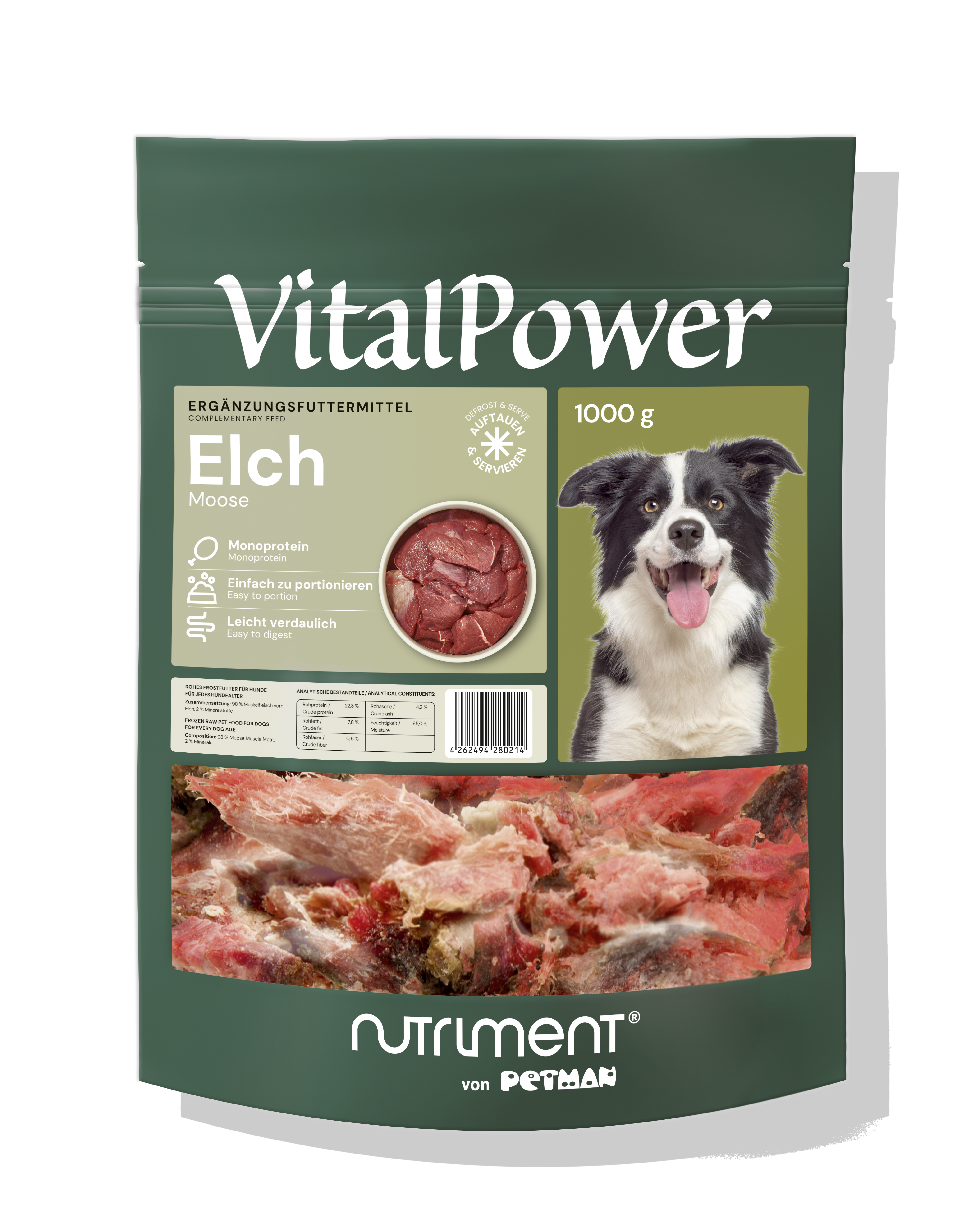 PETMAN Vital Power ELCH, 6 x 1000g-Beutel VitalPower Hund Elch