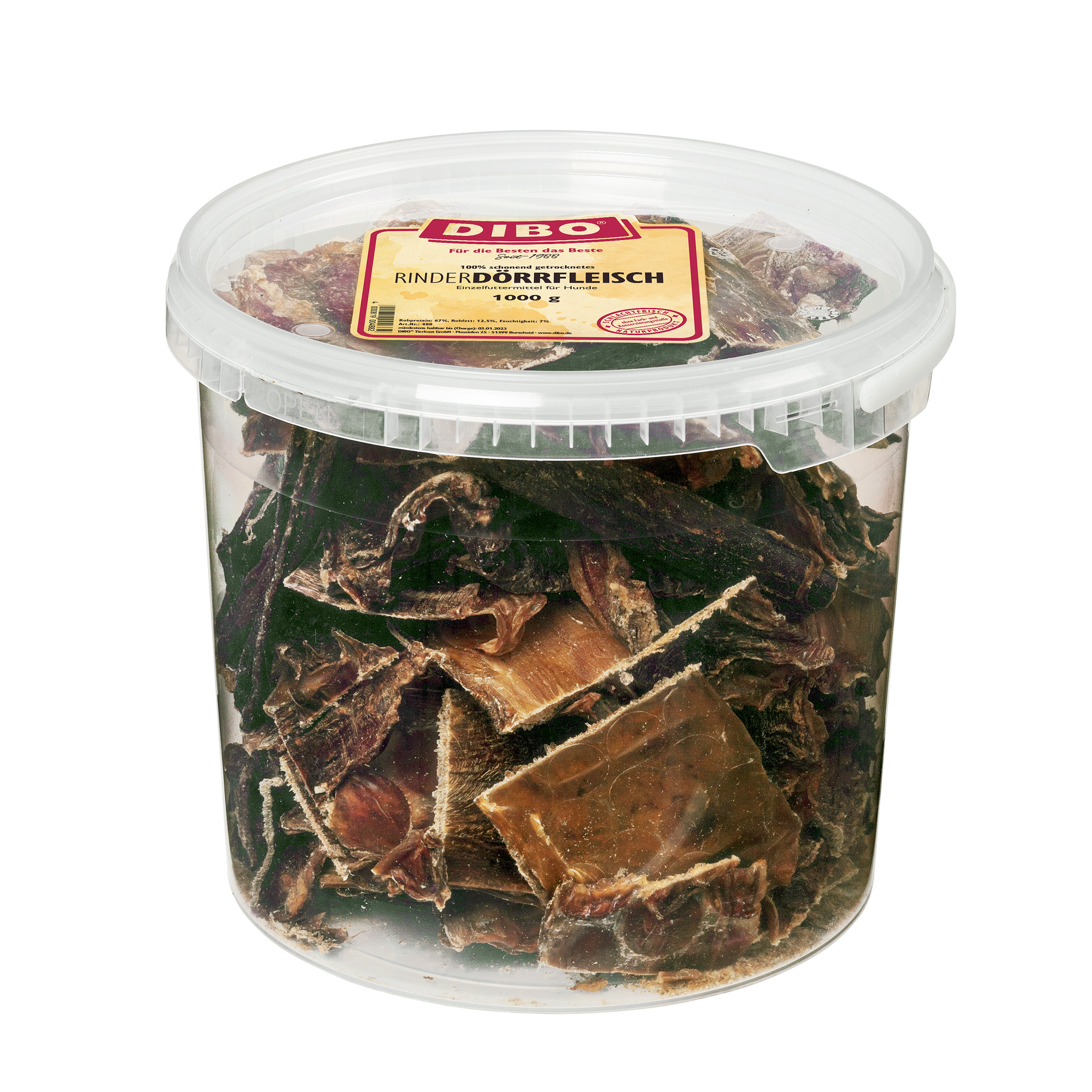 Dibo Rinder-Dörrfleisch 1000g-Klarsichteimer