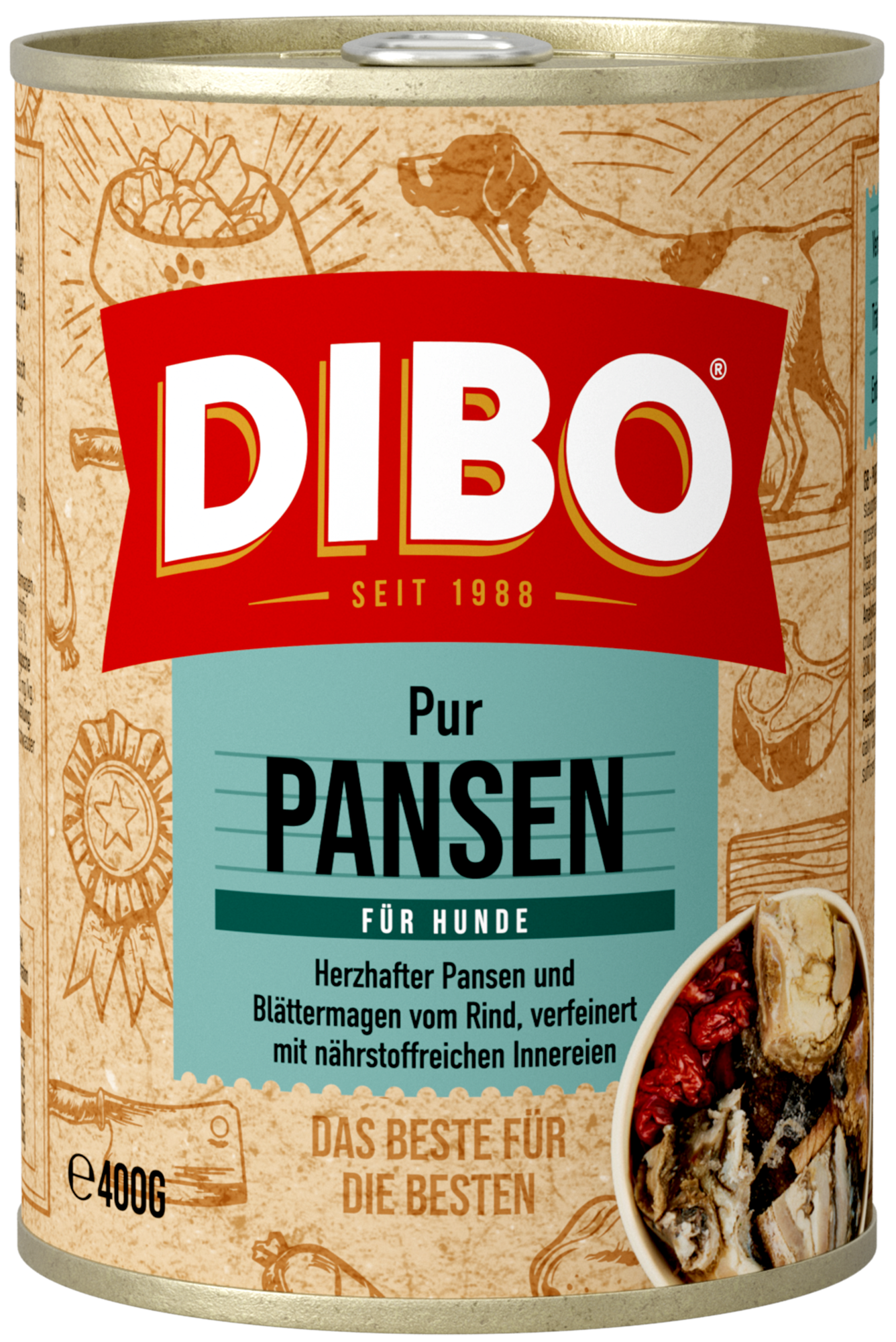 DIBO - PANSEN PUR (Pansen/Blättermagen) 400g-Dose Dibo 400g Tin - pansen