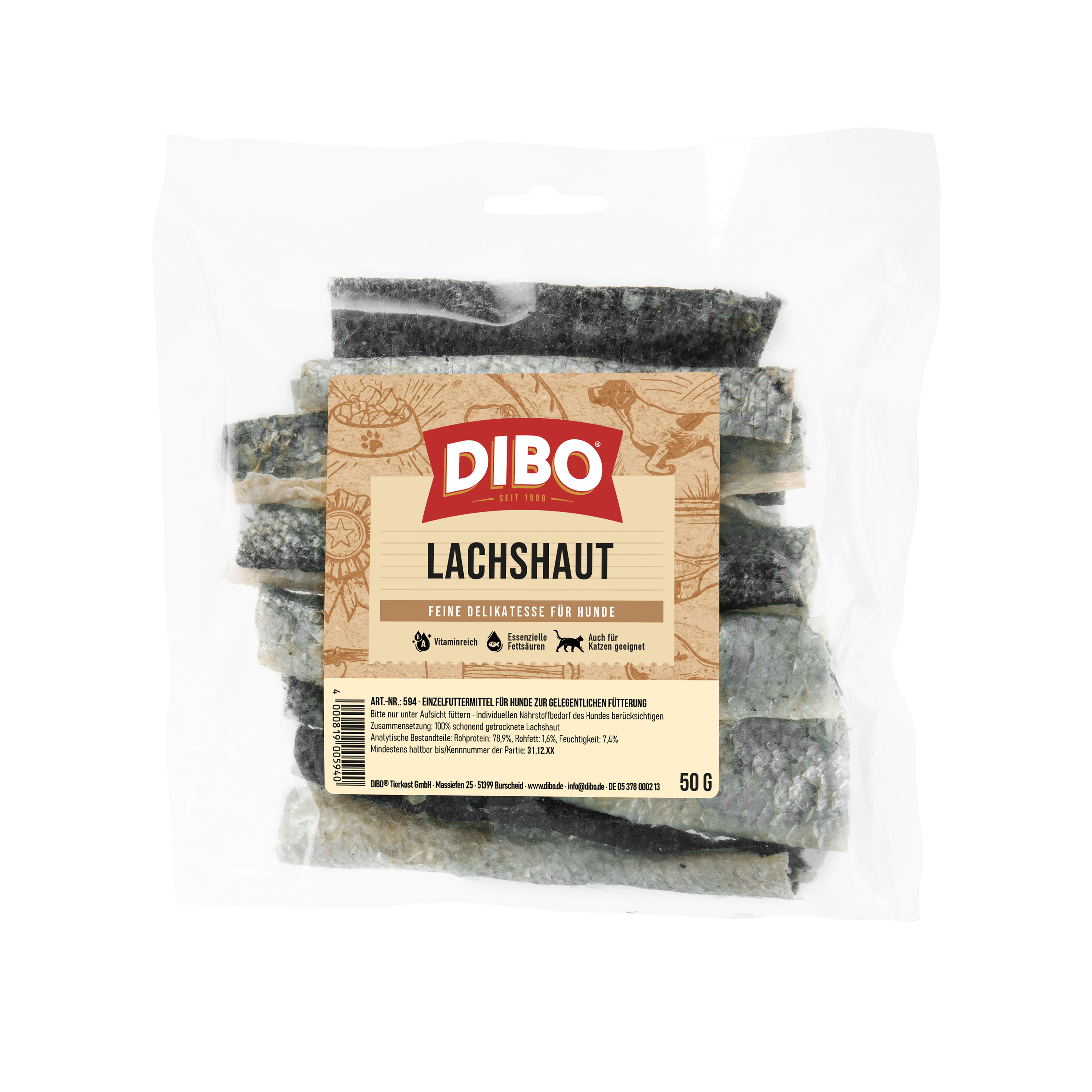 DIBO Lachshaut, 50g-Beutel