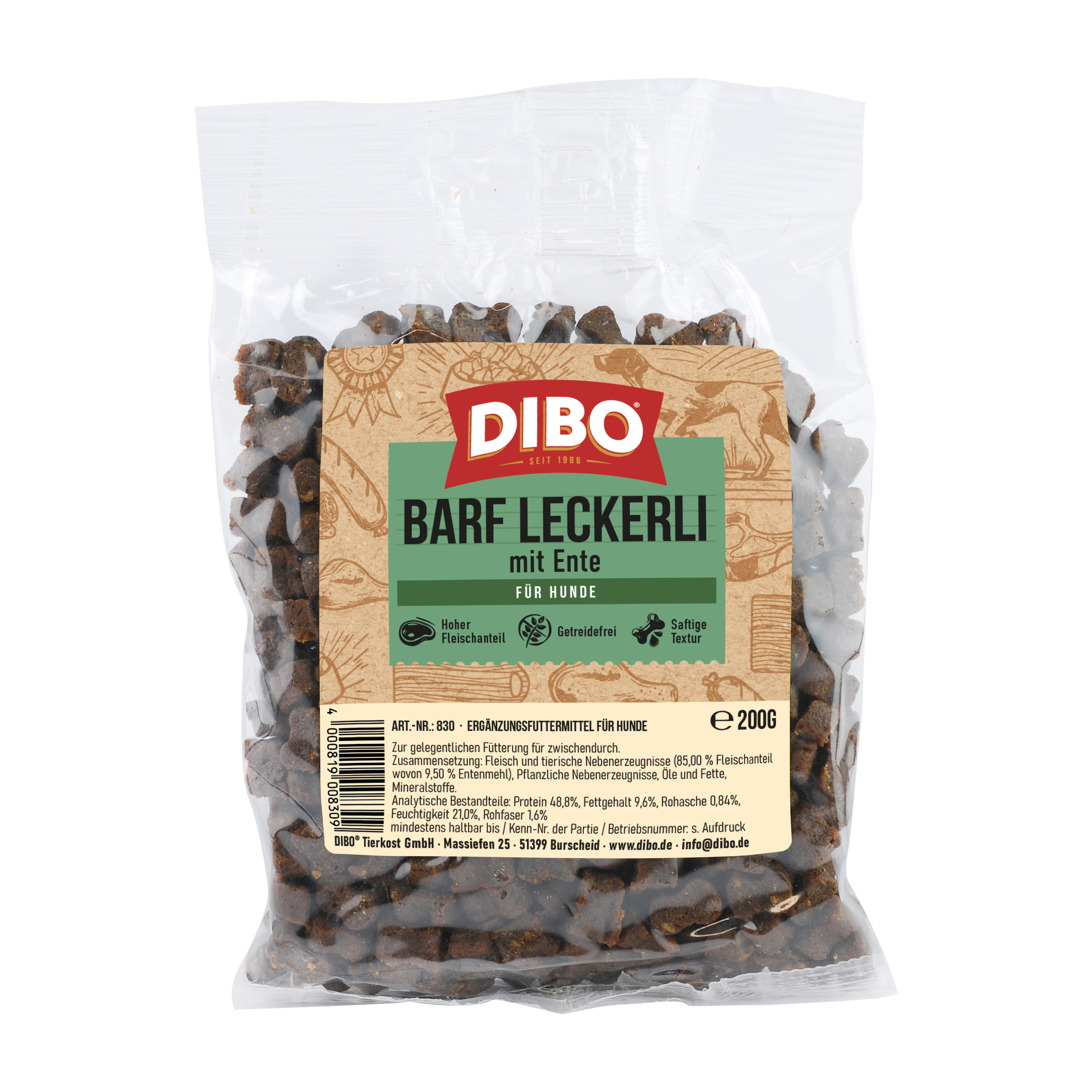 DIBO BARF-Leckerli Ente, 200g-Beutel