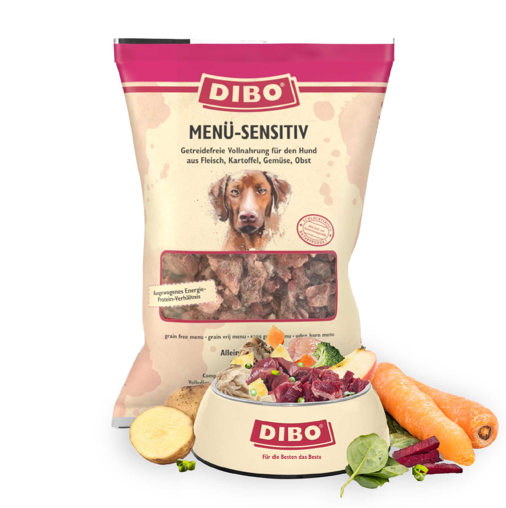 DIBO MENÜ-Sensitiv - B.A.R.F.-Frostfutter für Hunde - 10 x 2000g