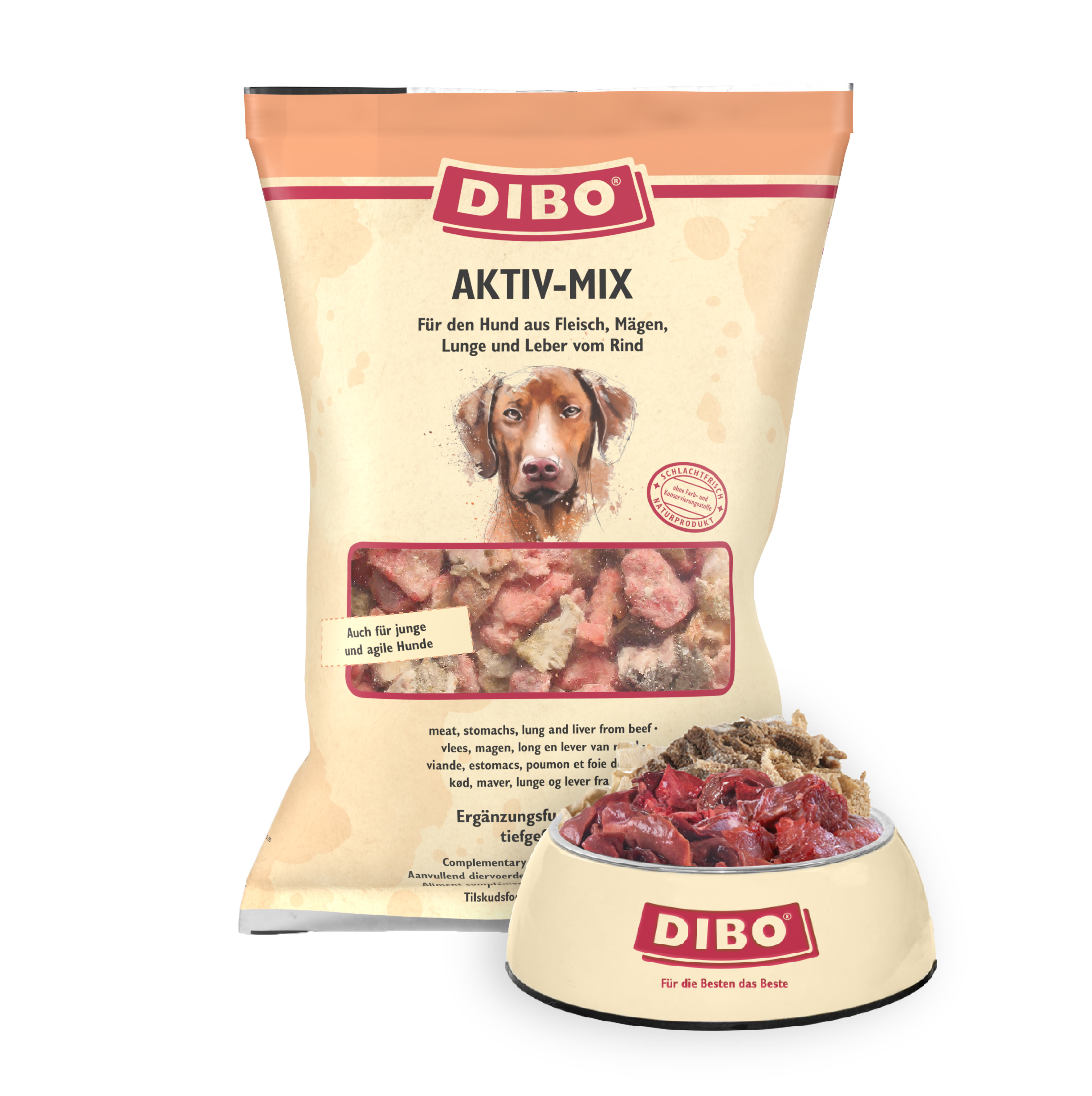 DIBO Aktiv-Mix - B.A.R.F.-Frostfutter für Hunde - 6 x 2000g