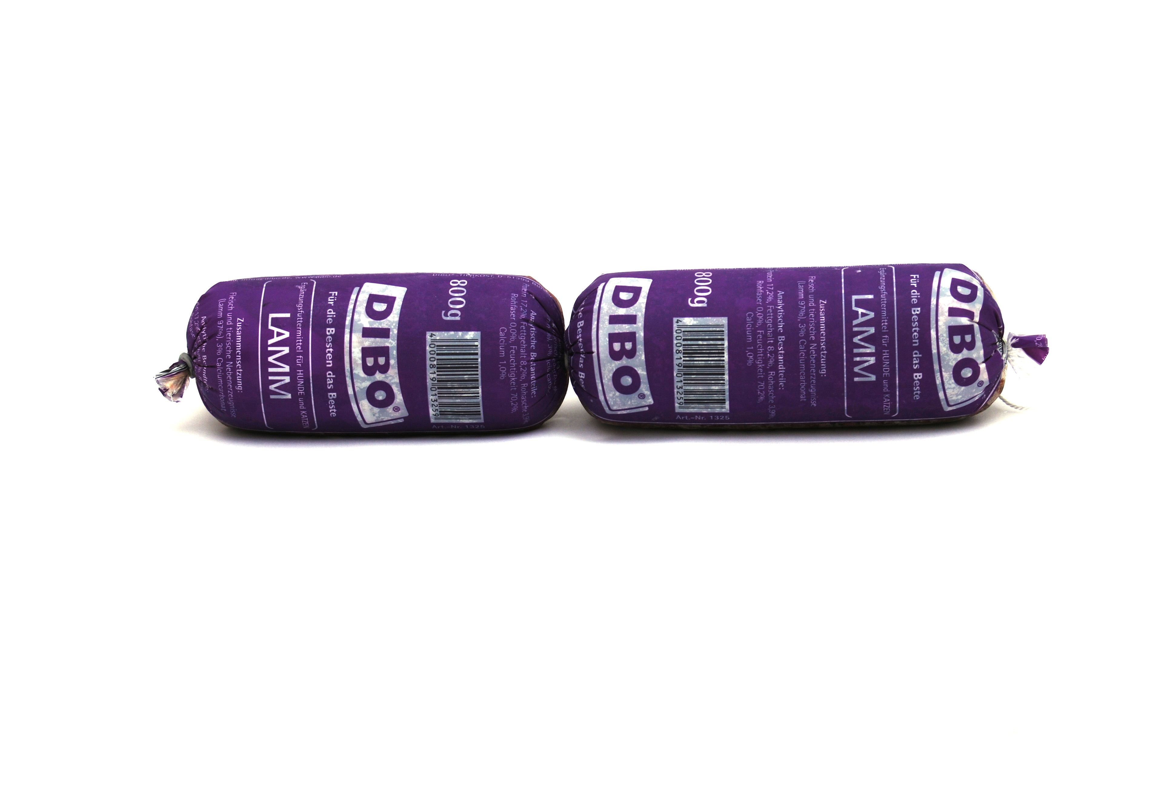 DIBO Tiefkühlwurst Lamm - B.A.R.F.-Frostfutter für Hunde - 8 x 800g