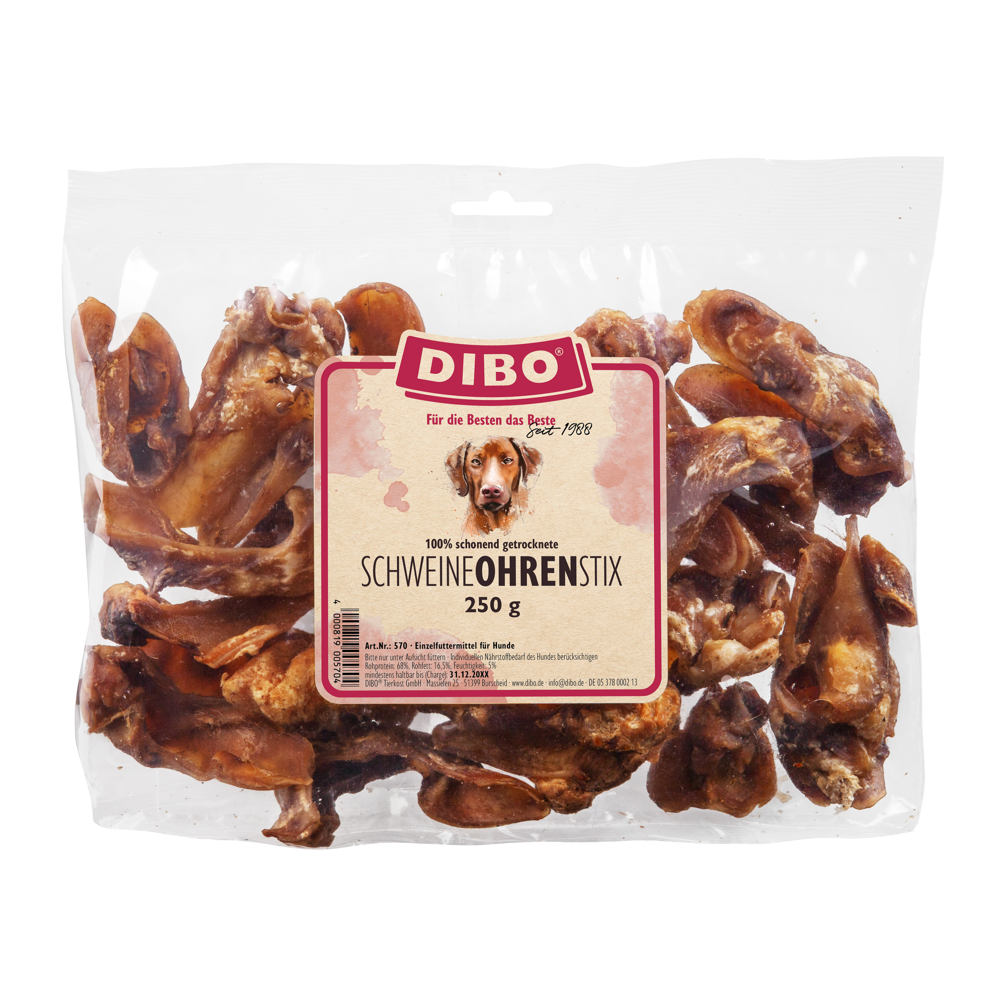 DIBO Schweine-Ohren-Stix, 250g-Beutel