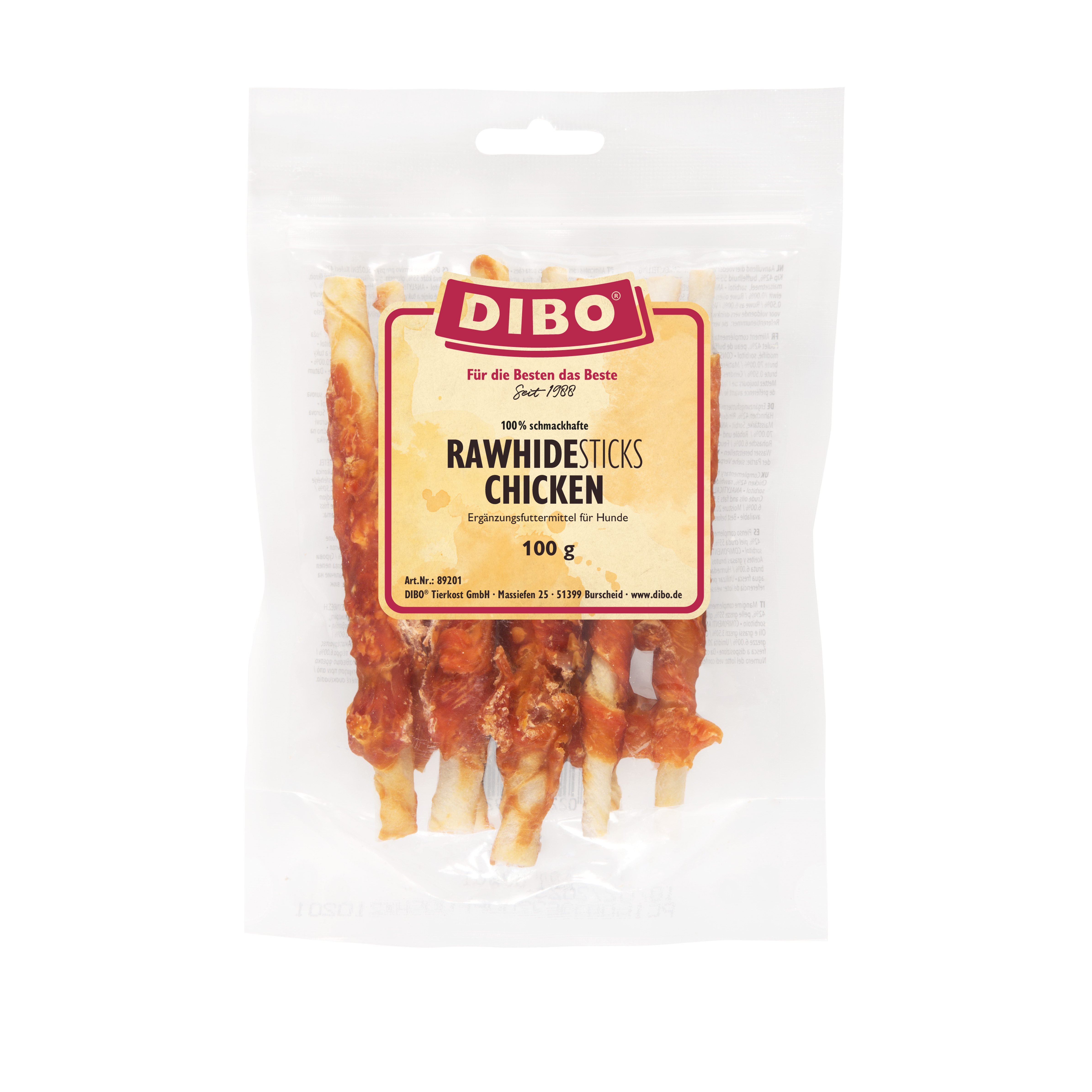 DIBO RawHide Sticks Chicken, 100g-Beutel