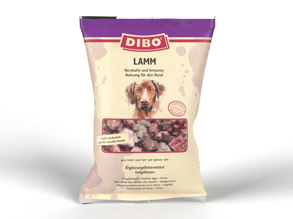 DIBO Lamm - B.A.R.F.-Frostfutter für Hunde - 3 x 2000g