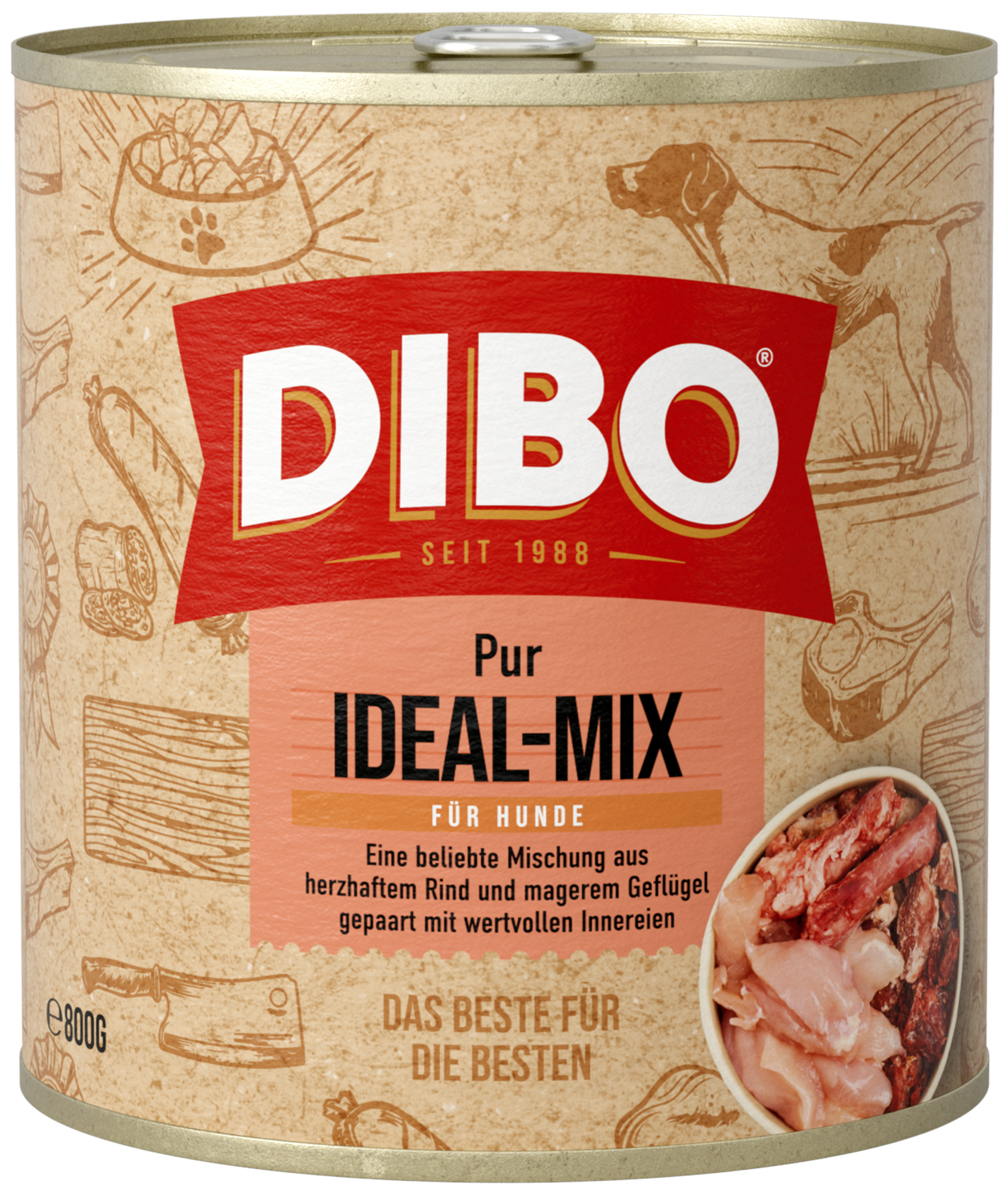DIBO - IDEAL PUR (Rind/Geflügel), 800g-Dose