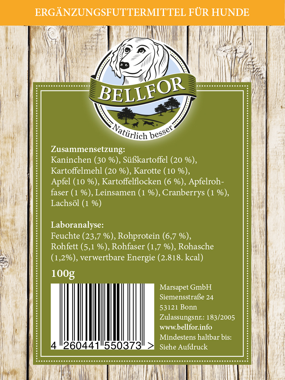 Knabberschmaus "Kaninchen", 100g-Beutel