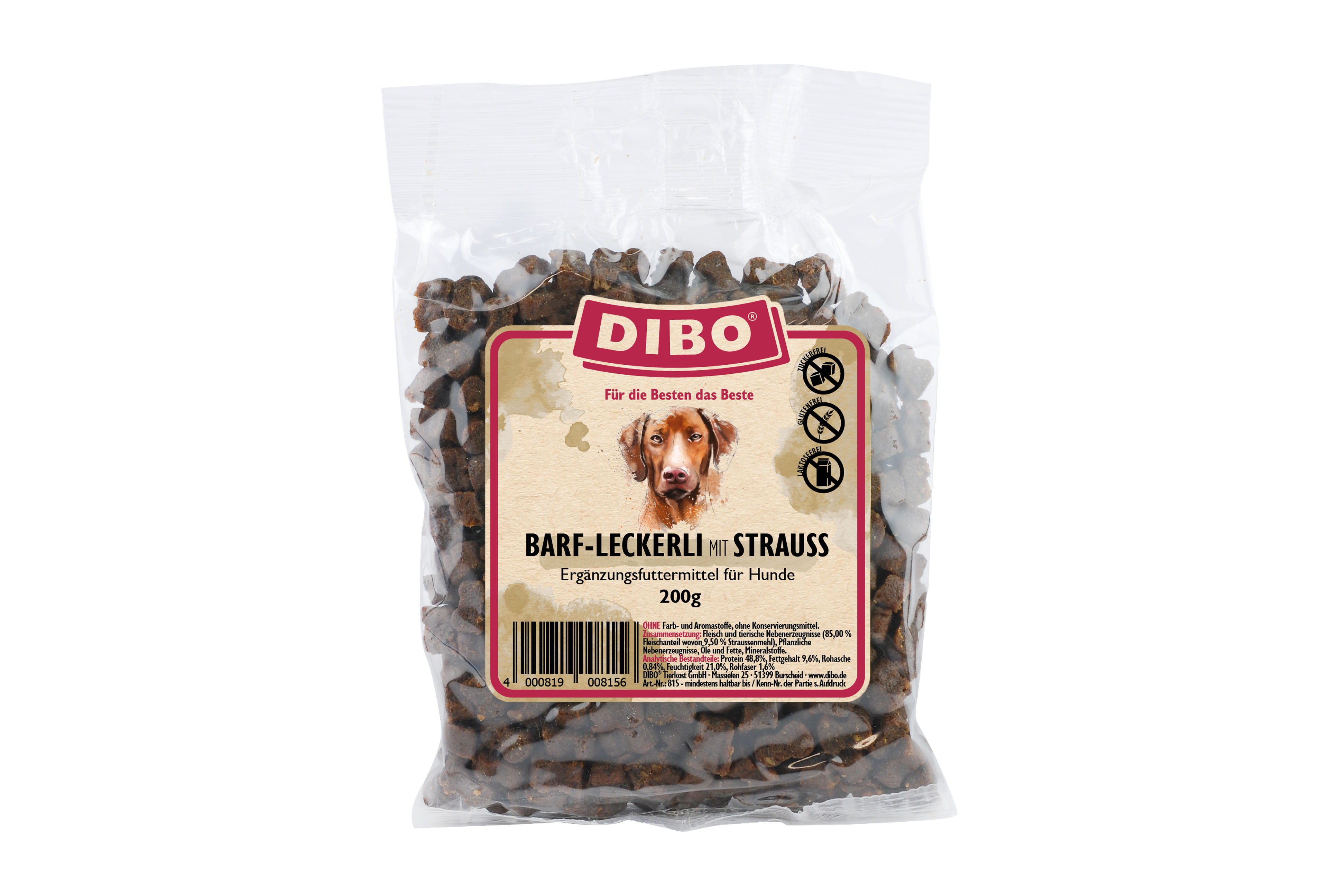 DIBO BARF-Leckerli Strauß, 200g-Beutel