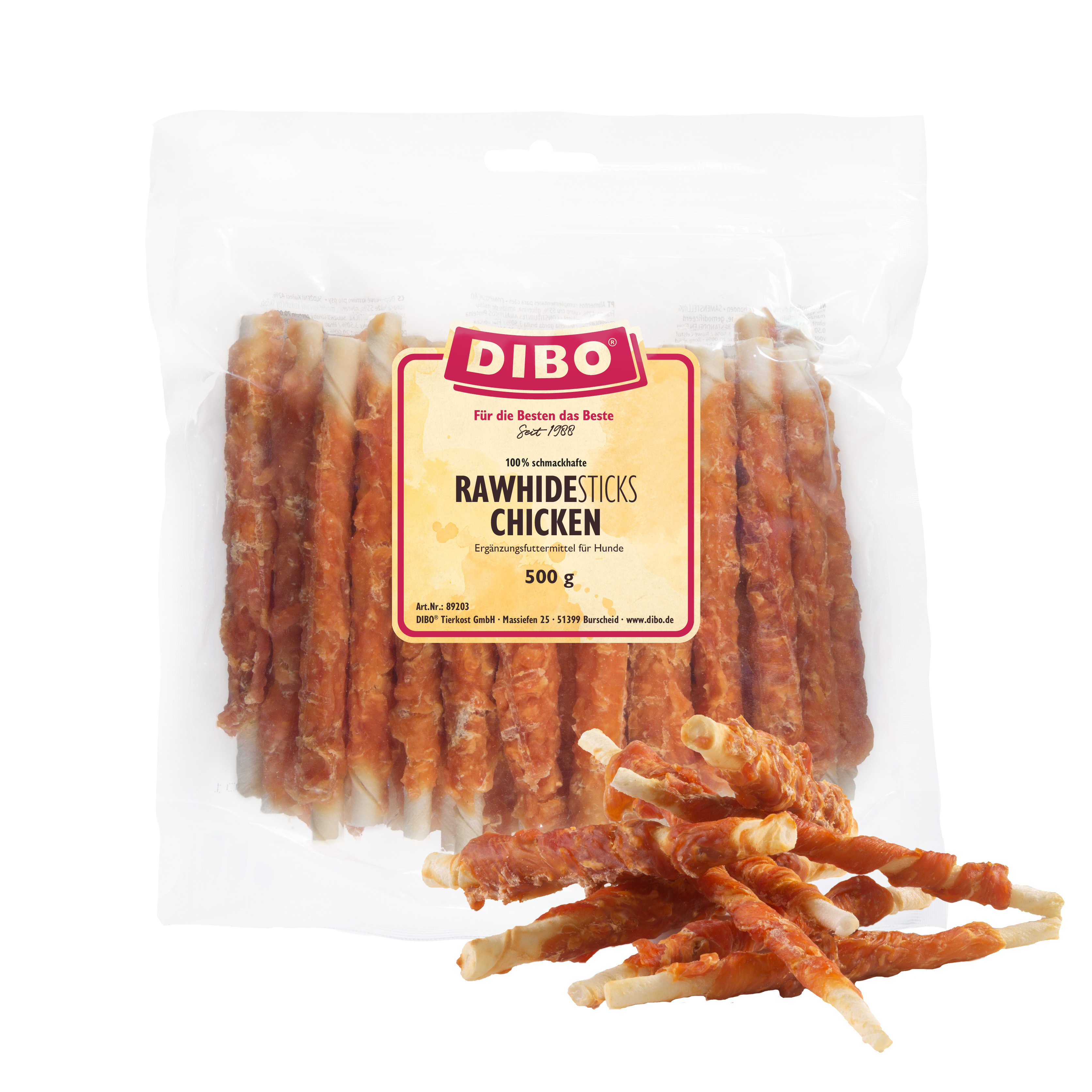 DIBO RawHide Sticks Chicken, 500g-Beutel