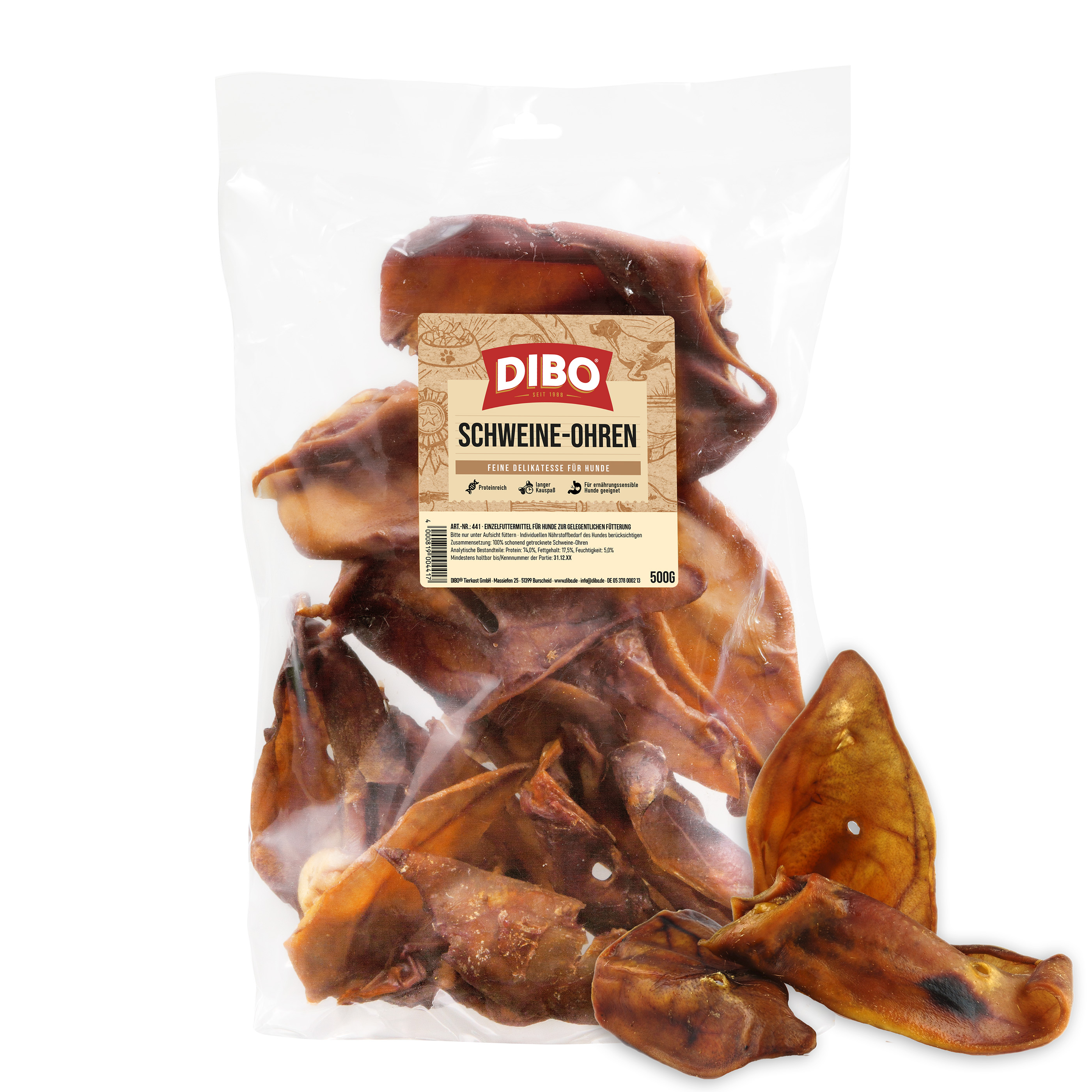 DIBO Schweine-Ohren, 500g-Beutel