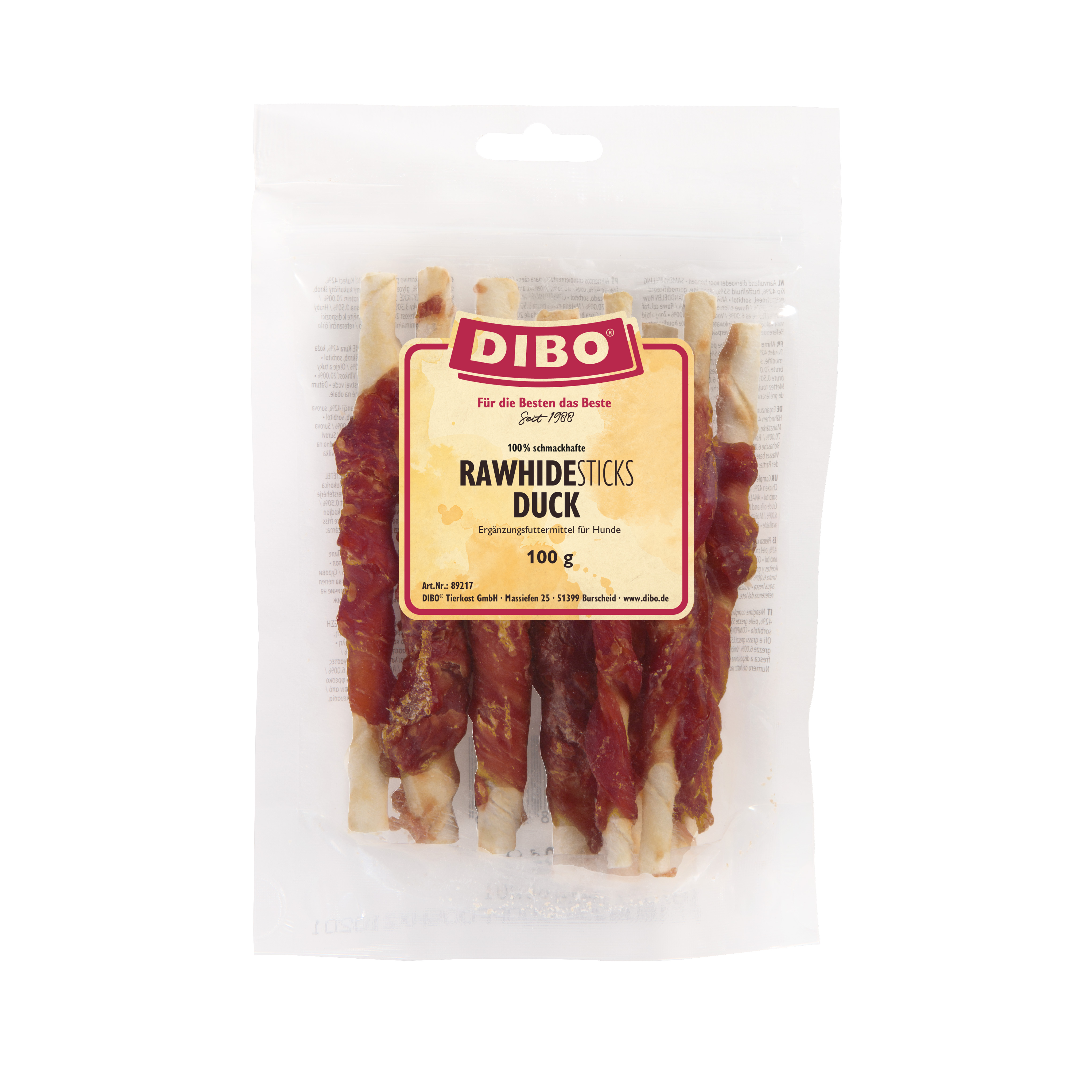 DIBO RawHide Sticks Duck, 100g-Beutel