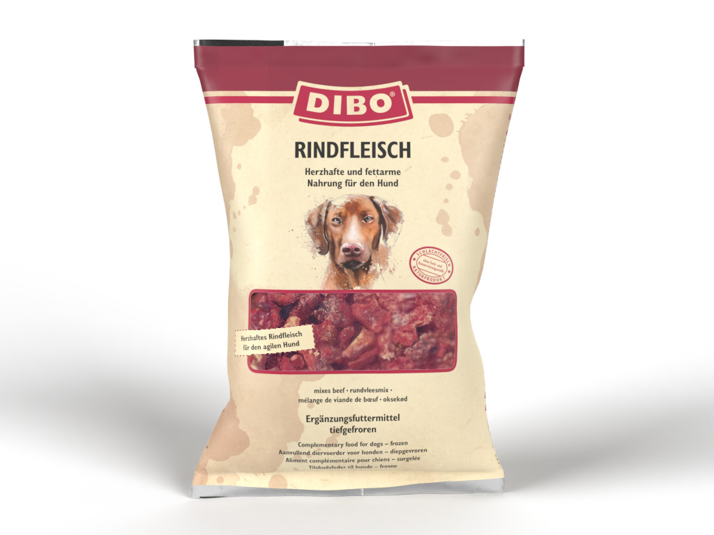 DIBO Rindfleisch - B.A.R.F.-Frostfutter für Hunde - 3 x 2000g