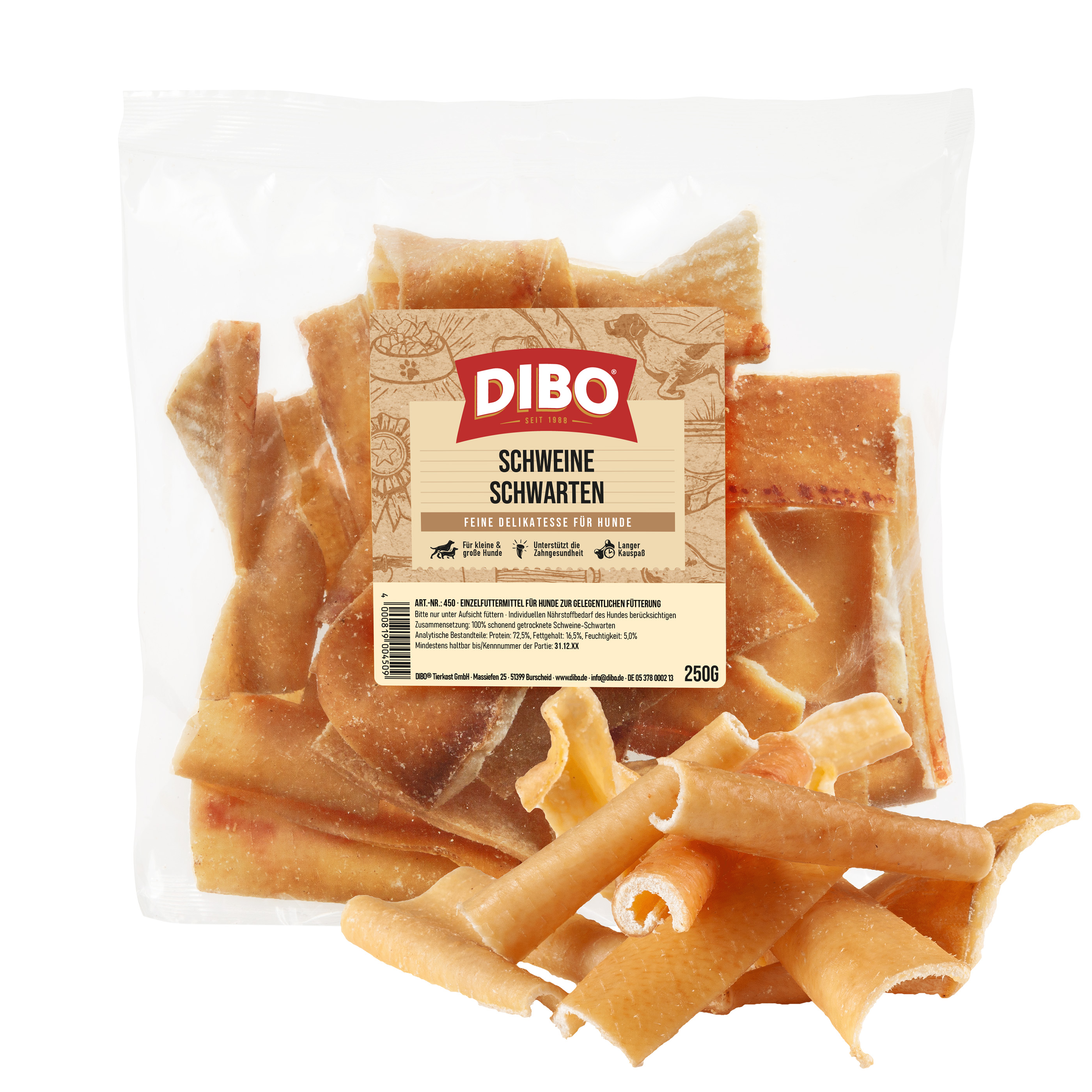 DIBO Schweine-Schwarten, 250g-Beutel