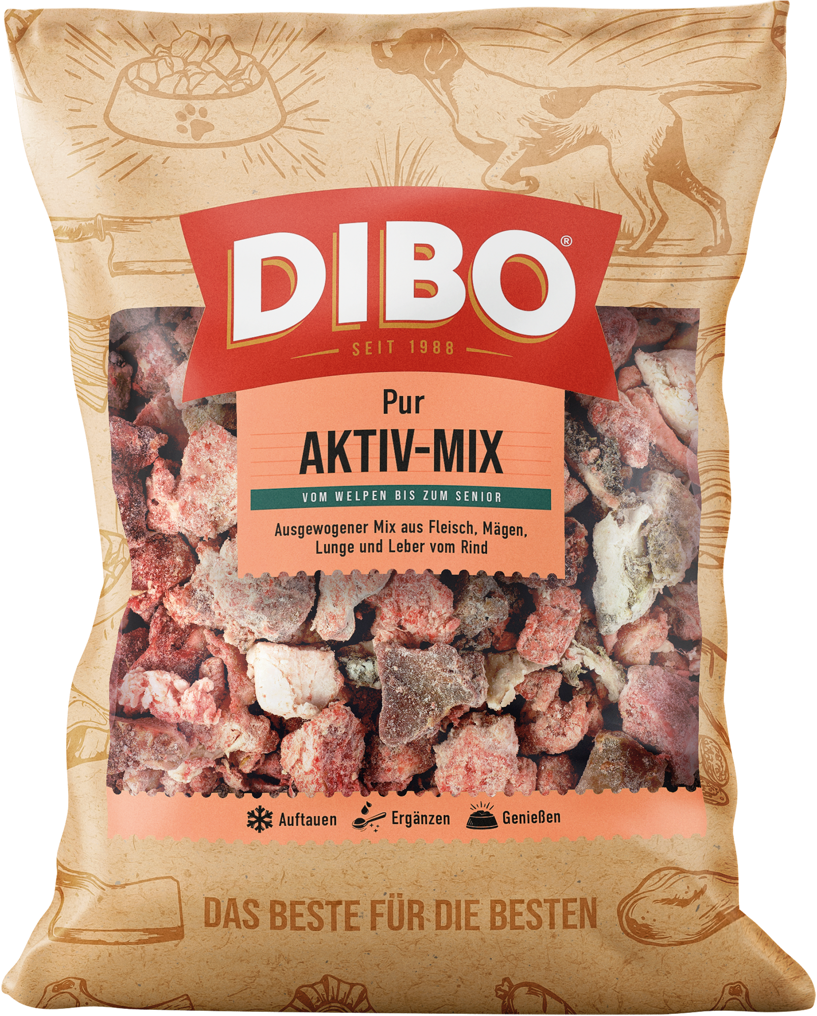 DIBO Aktiv-Mix - B.A.R.F.-Frostfutter für Hunde DIBO PUR Produkt mit Aktiv-Mix