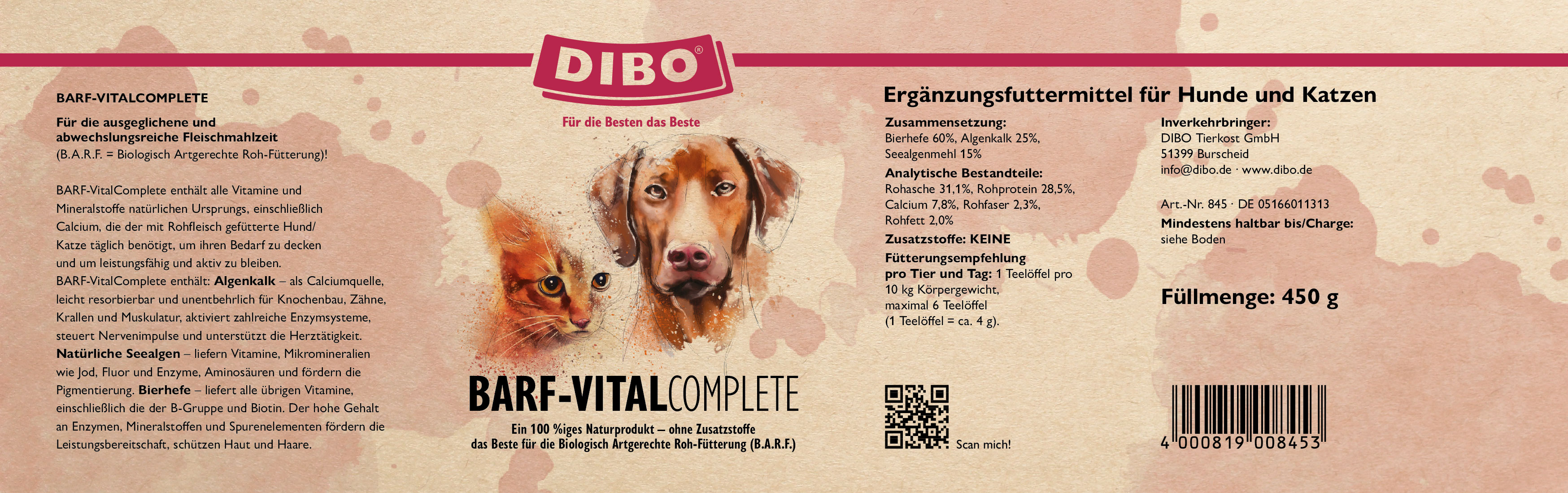 DIBO BARF VitalComplete, 450g-Dose